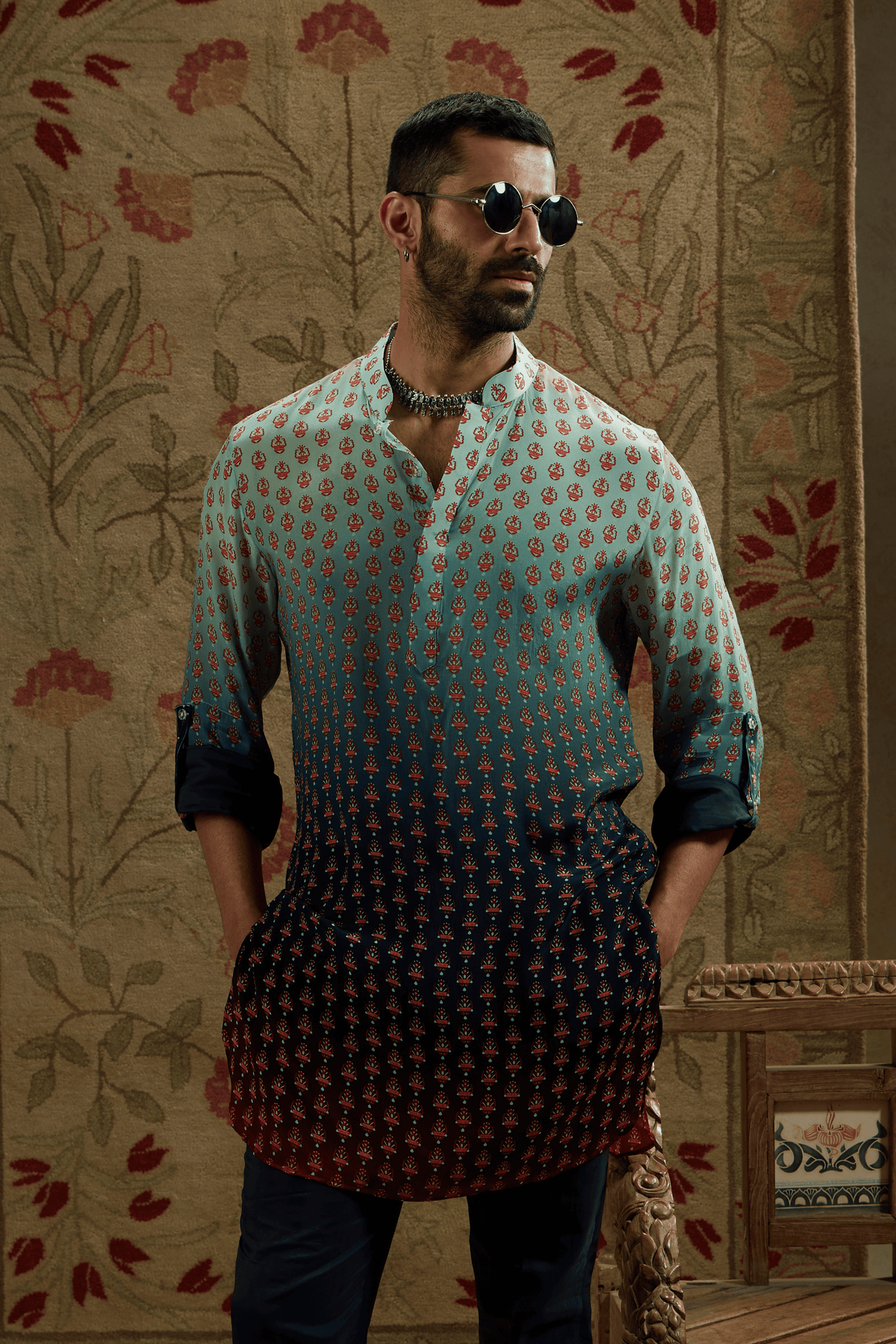 Printed Rolled up Sleeves Kurta