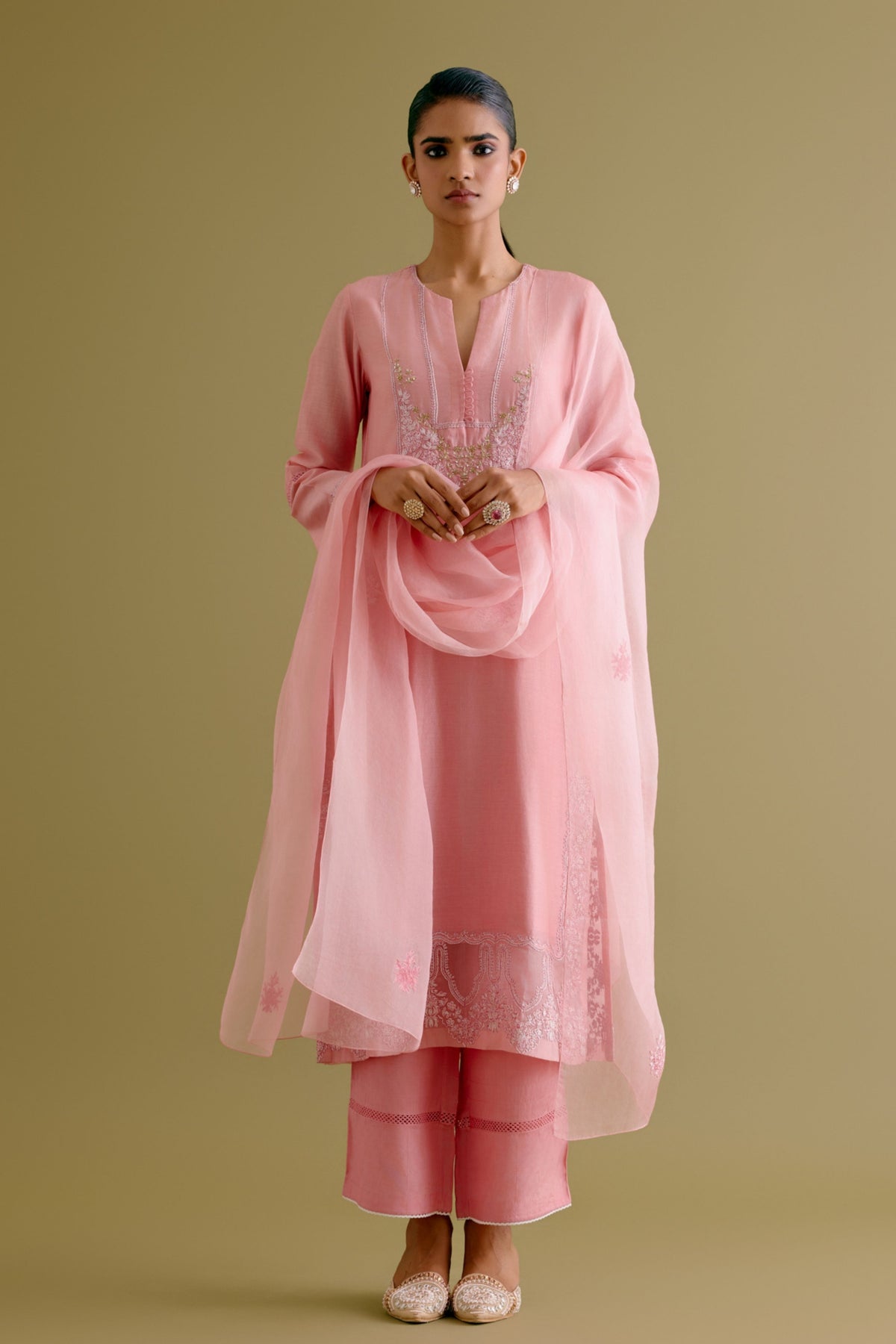 Pink Sequins Kurta Set