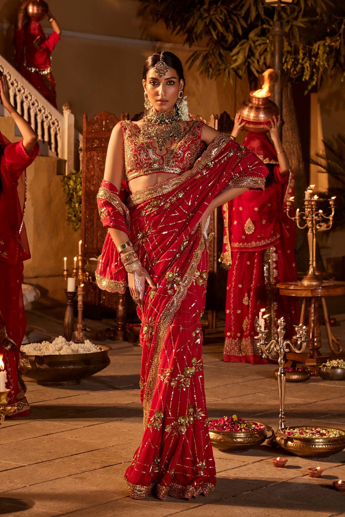 Red Dezee Saree Set