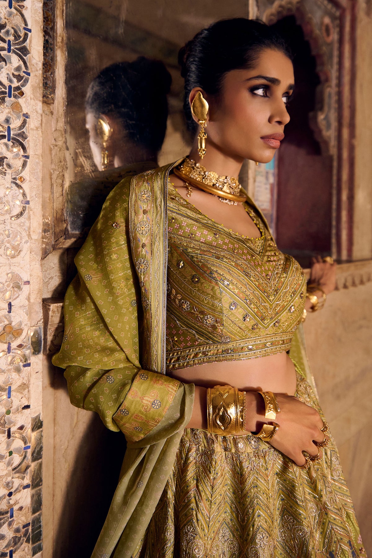 Damayanti Lehenga Set in Green