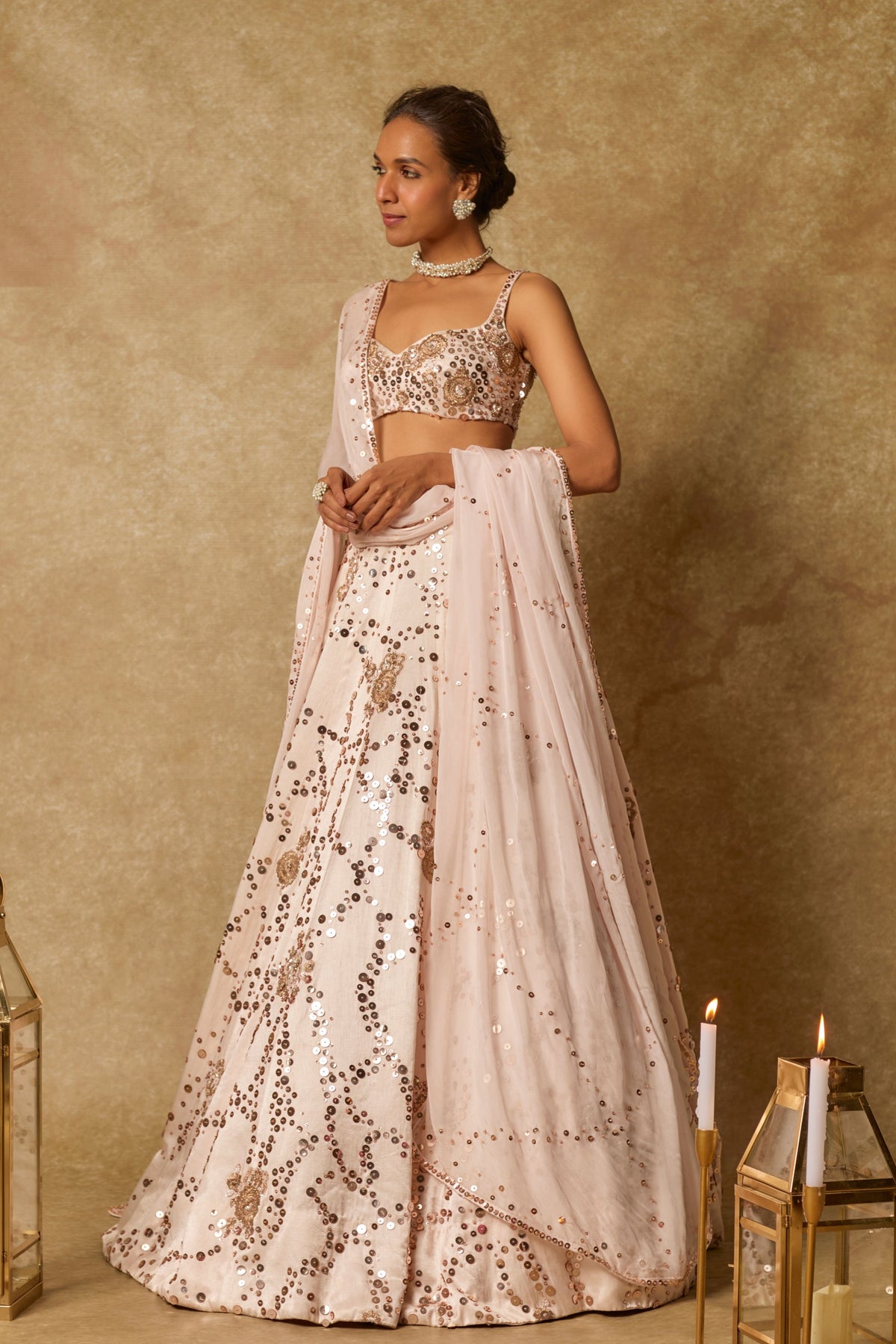 Baby Pink Embroidered Lehenga Set