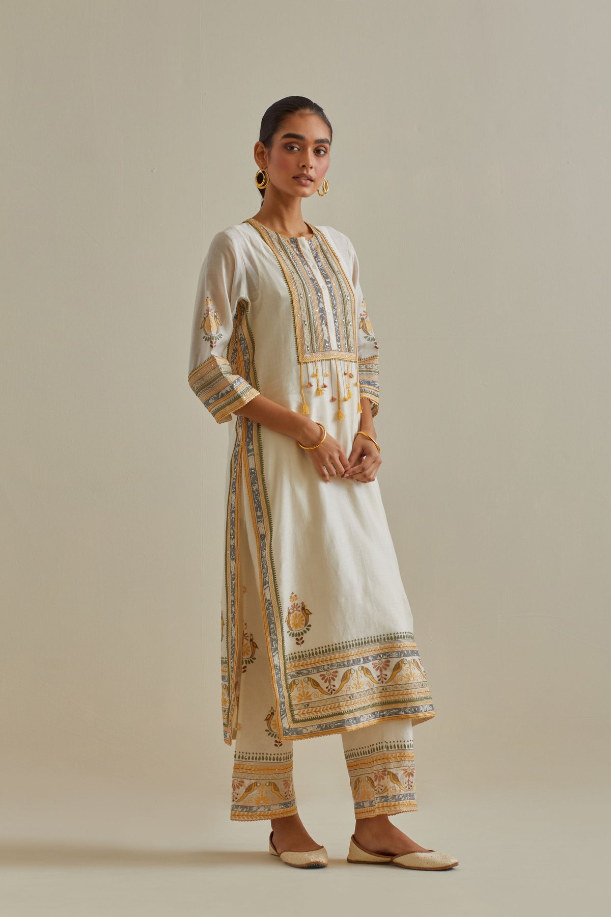 Yellow Patchwork Kurta Set