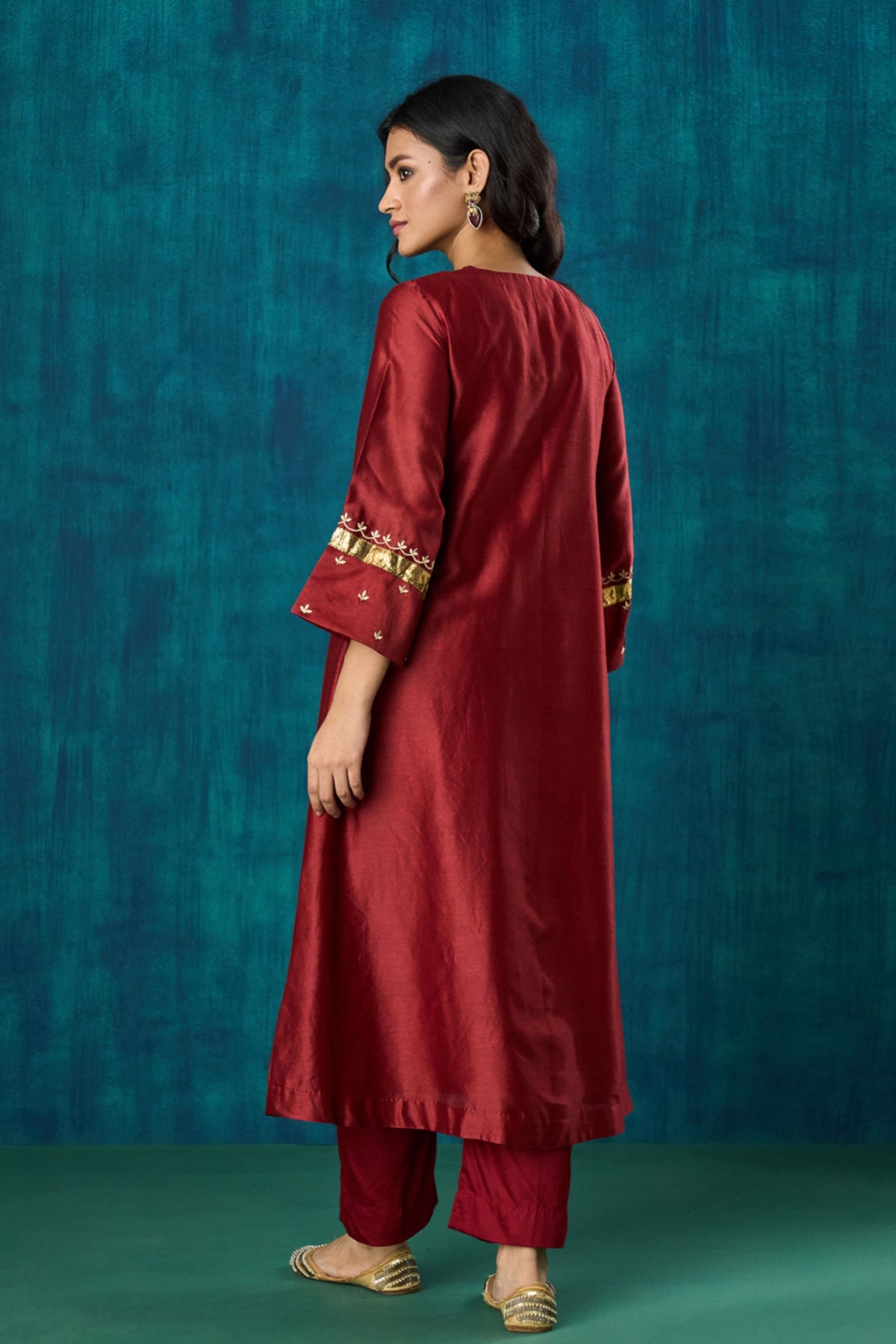 Maroon Embroidered Kurta Sets