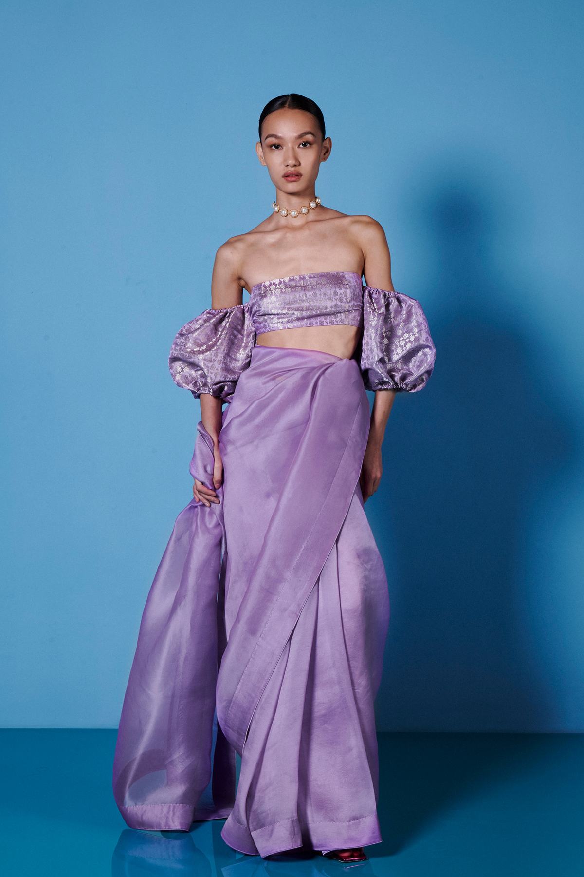 Handwoven Orchid Violet Organza Sari