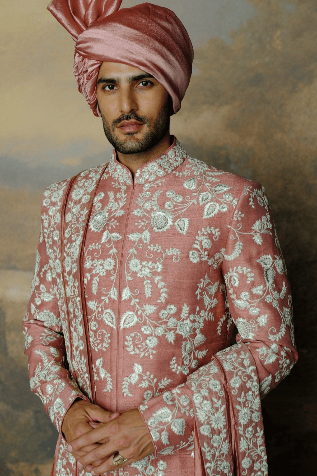 Peach Sherwani Set