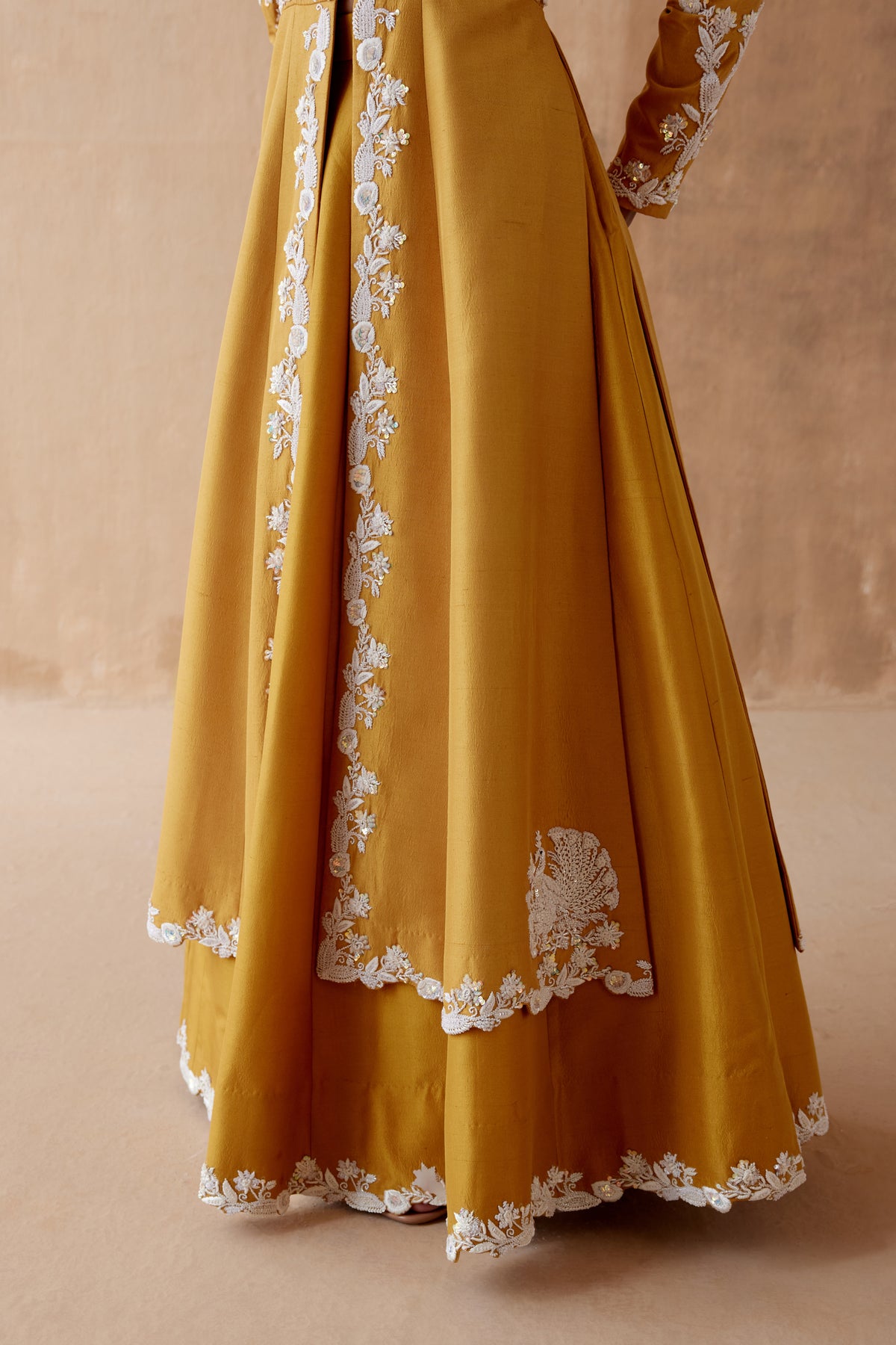 Floral Mustard Anarkali Set