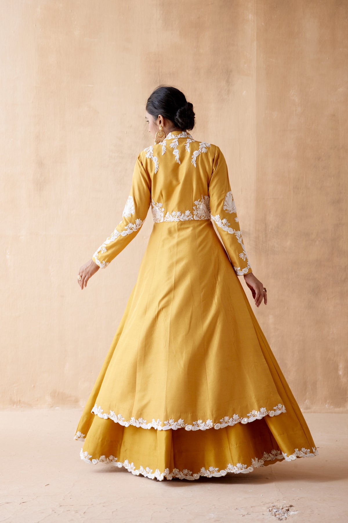 Floral Mustard Anarkali Set