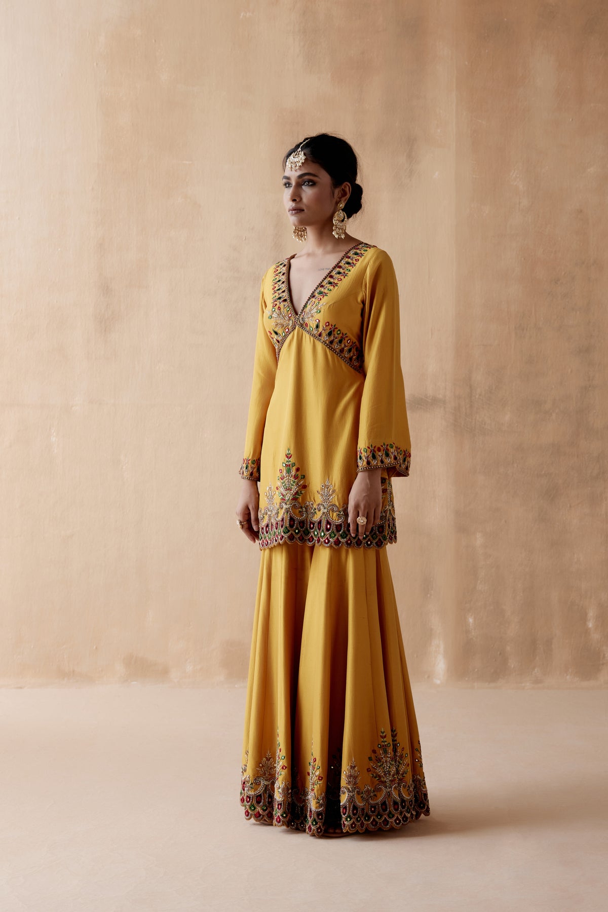 Mustard Sharara Set