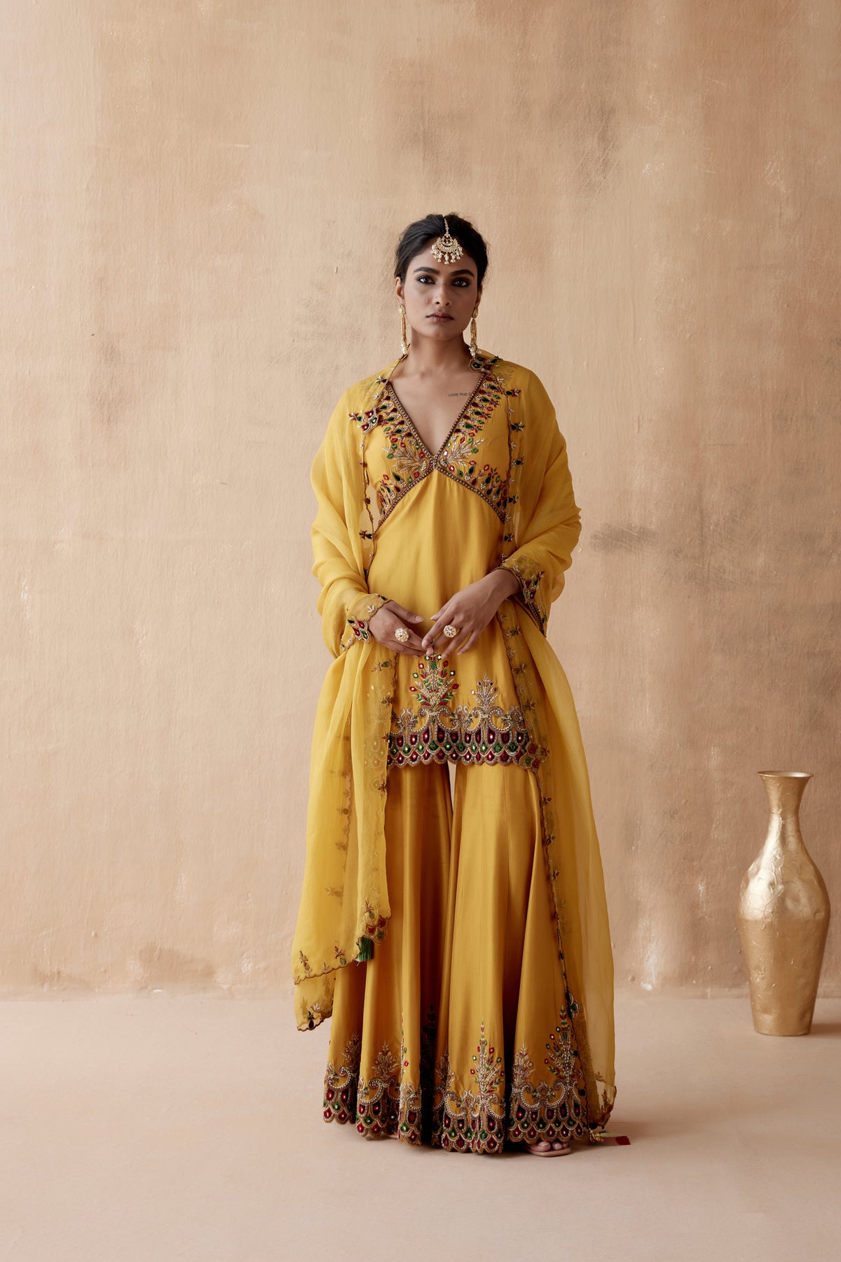 Mustard Sharara Set