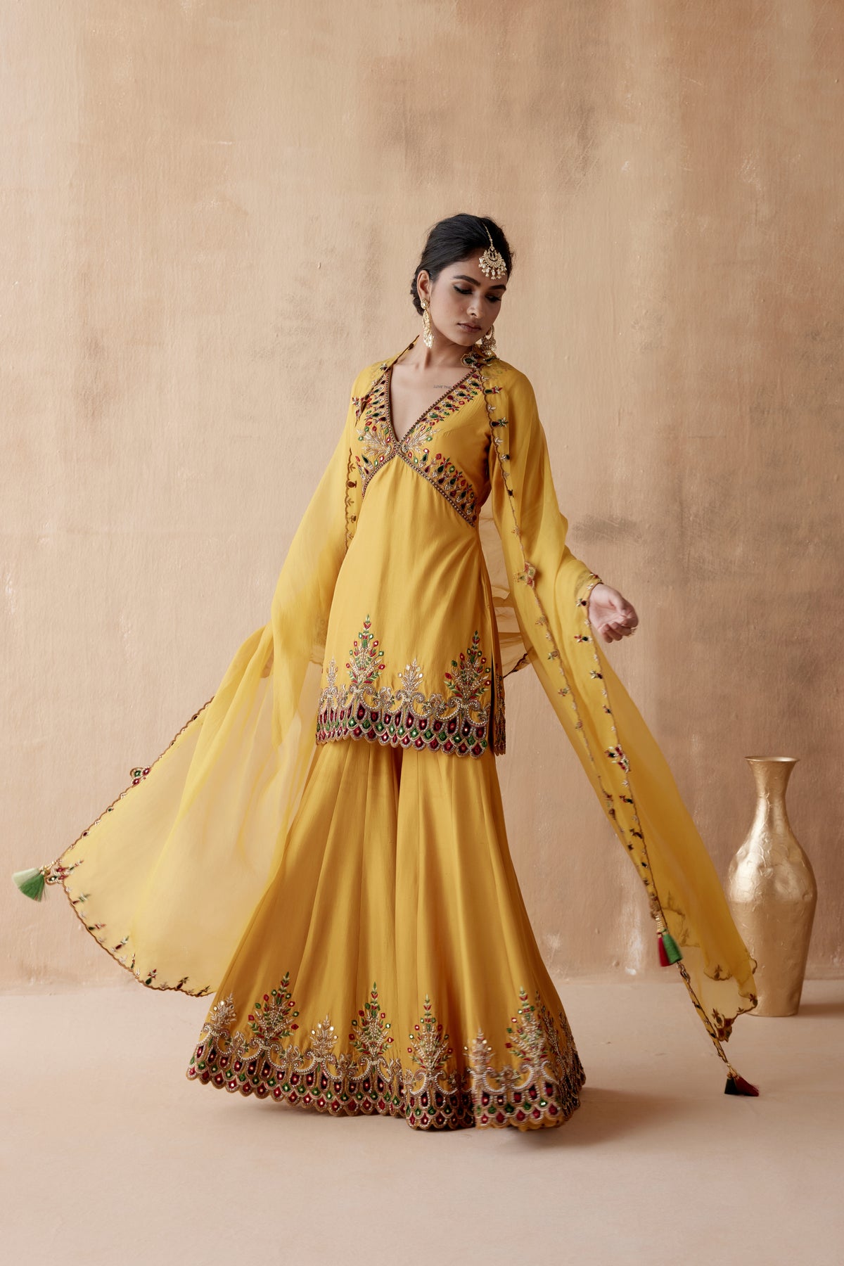 Mustard Sharara Set