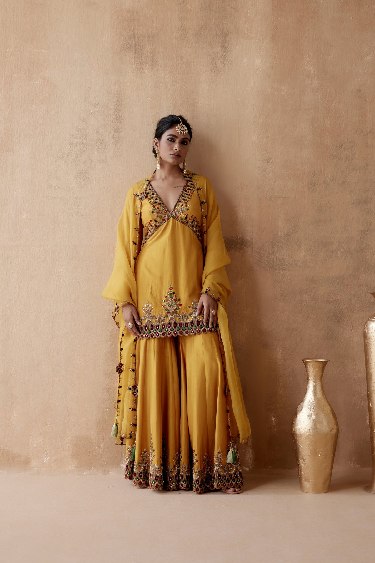 Mustard Sharara Set