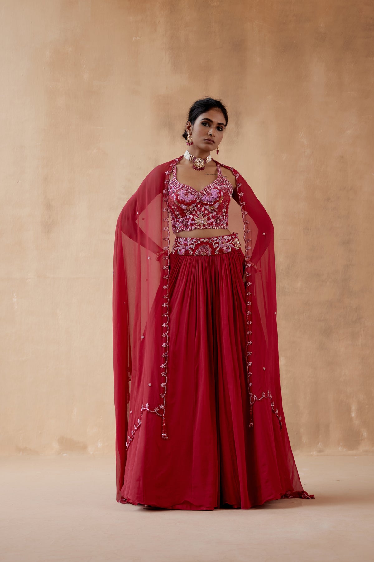 Red Georgette Lehenga Set