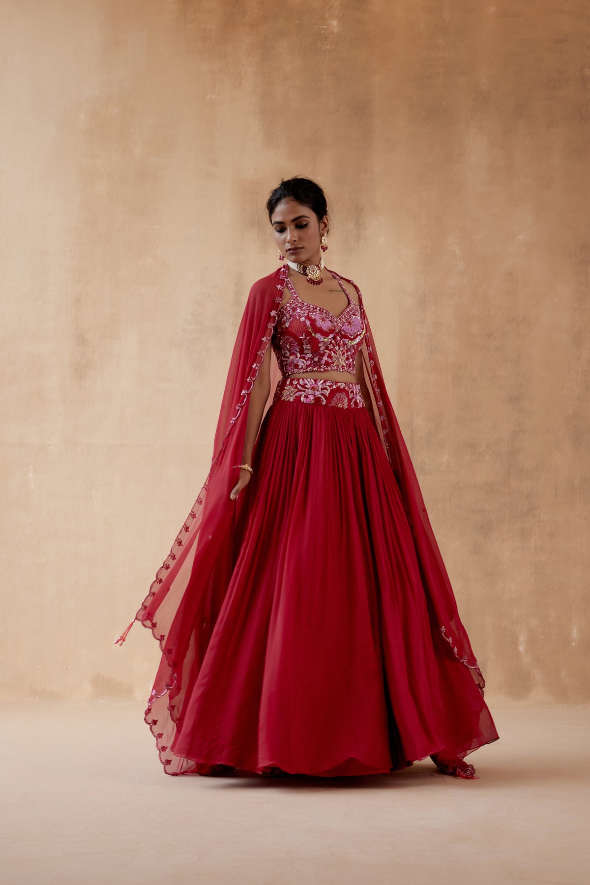 Red Georgette Lehenga Set