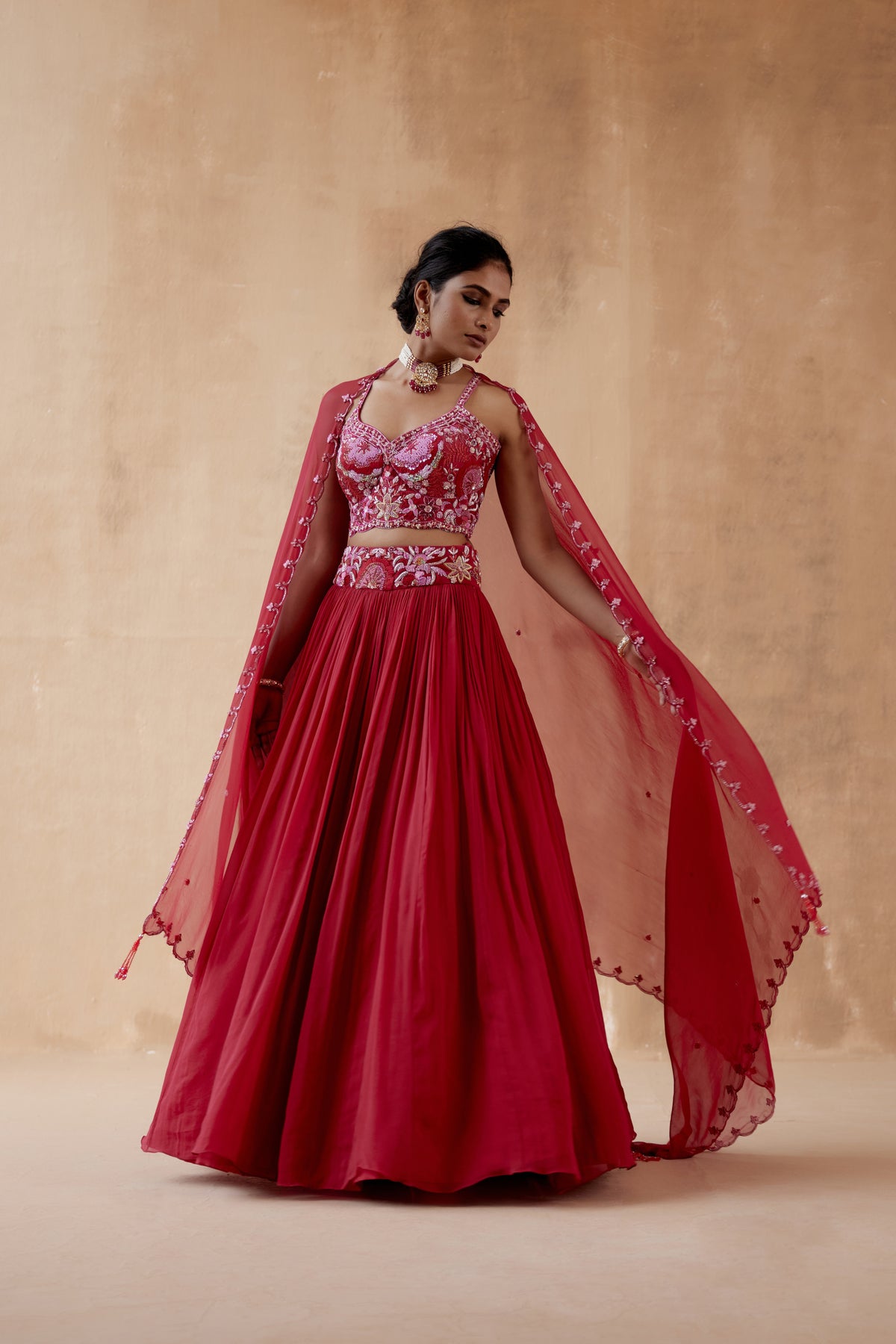 Red Georgette Lehenga Set