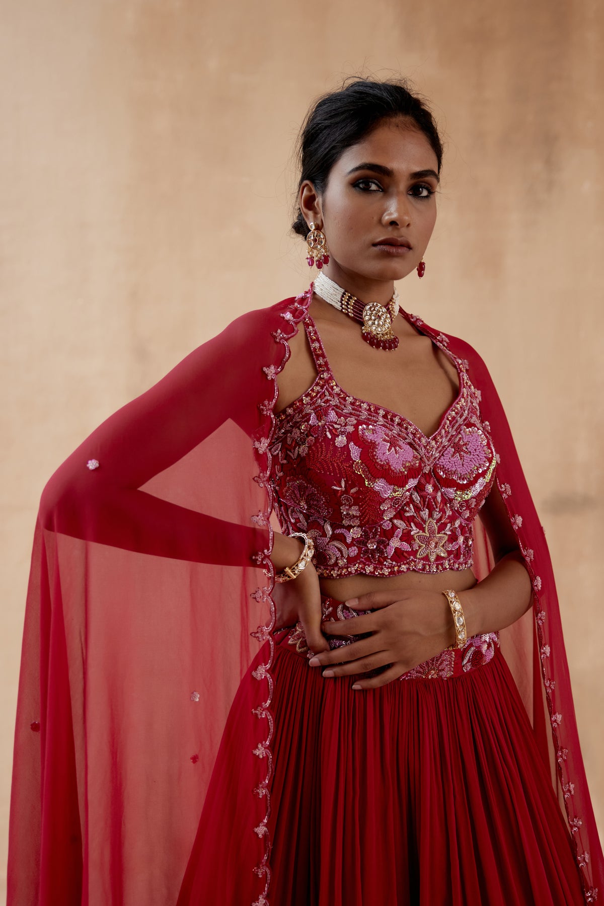 Red Georgette Lehenga Set