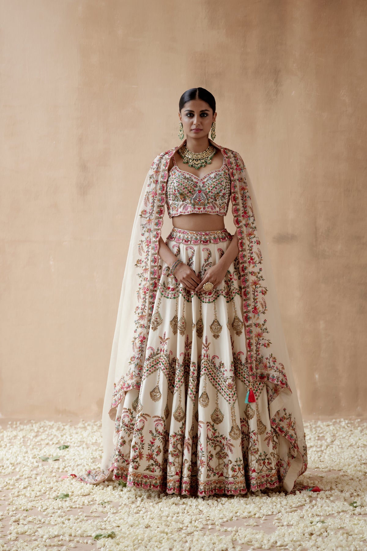 Ivory Dupion Silk Lehenga Set