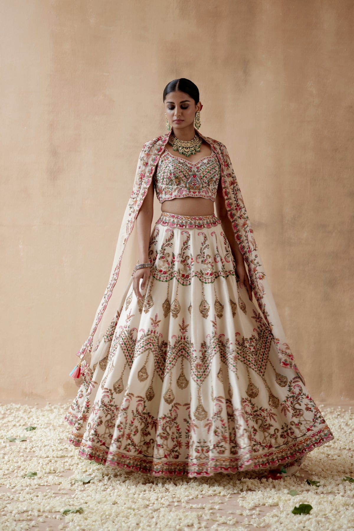 Ivory Dupion Silk Lehenga Set