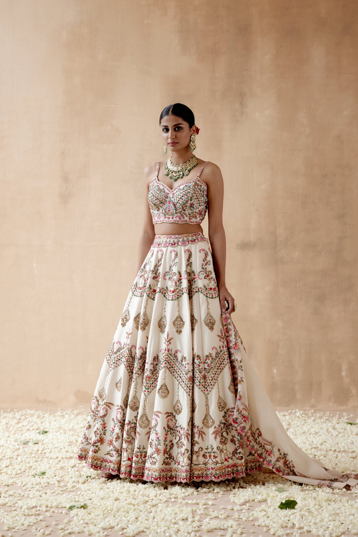 Ivory Dupion Silk Lehenga Set