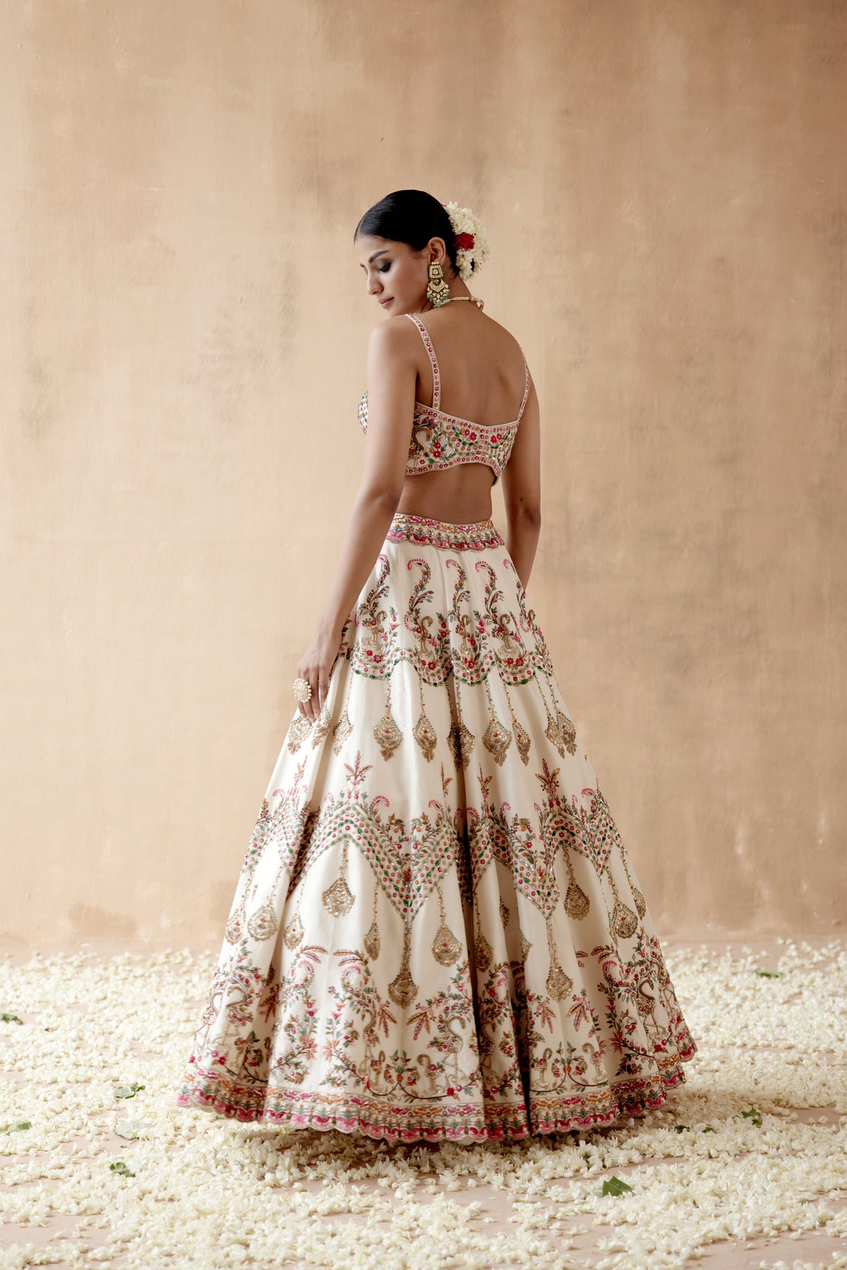 Ivory Dupion Silk Lehenga Set