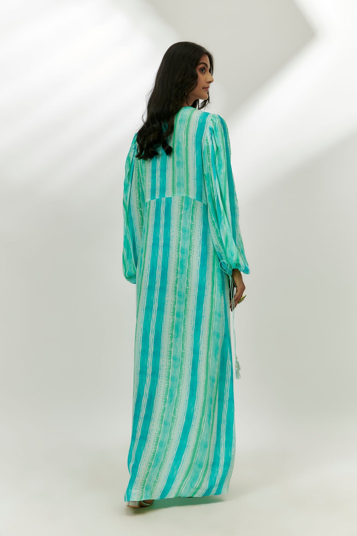 Cyan Blue Printed Maxi Dress