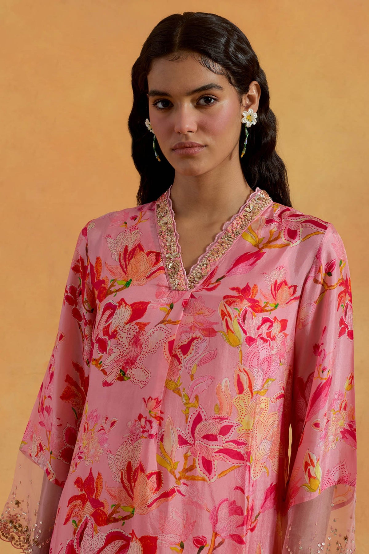 Peach Silk Kurta Set