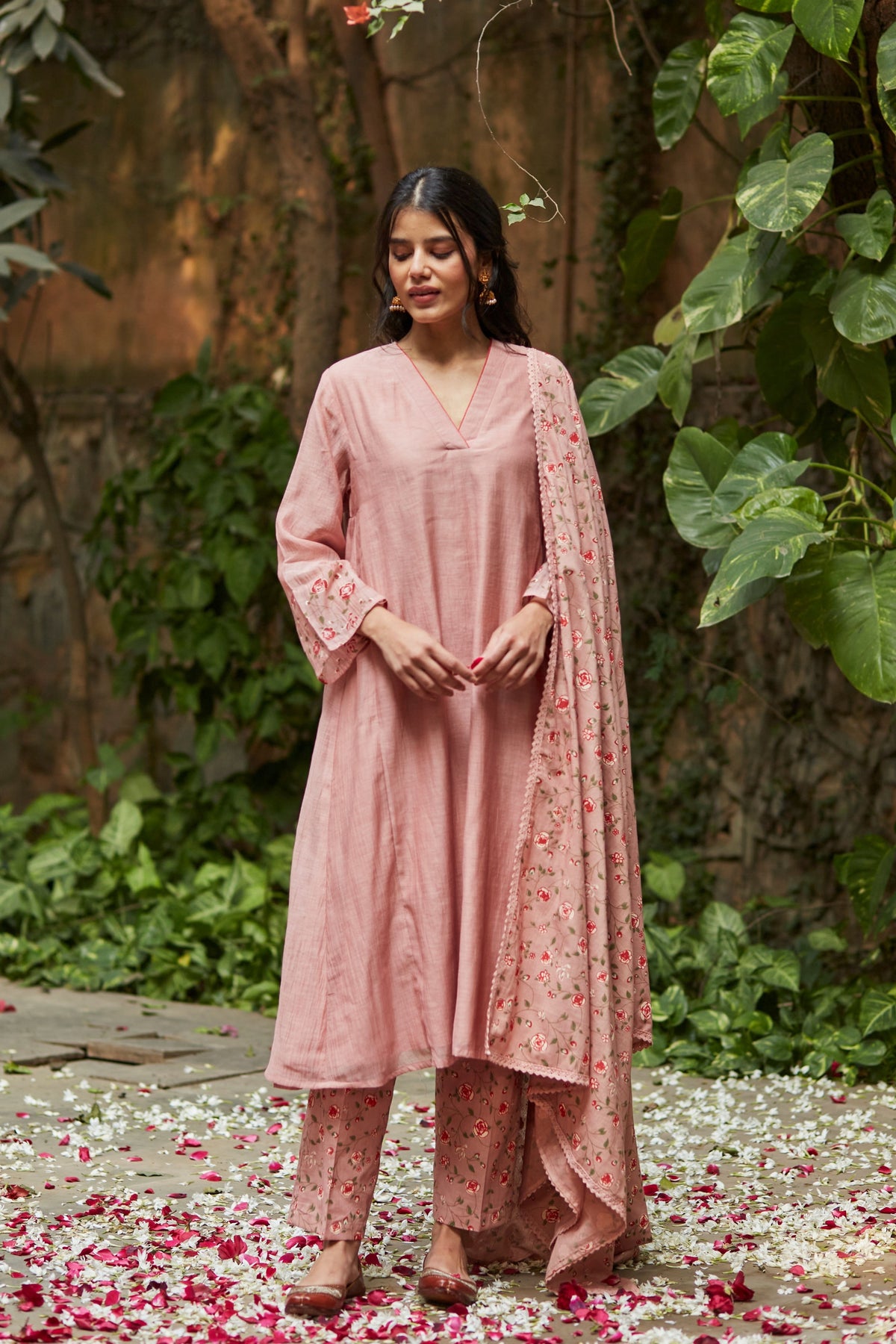 Hand Block Print Pink Kurta Set