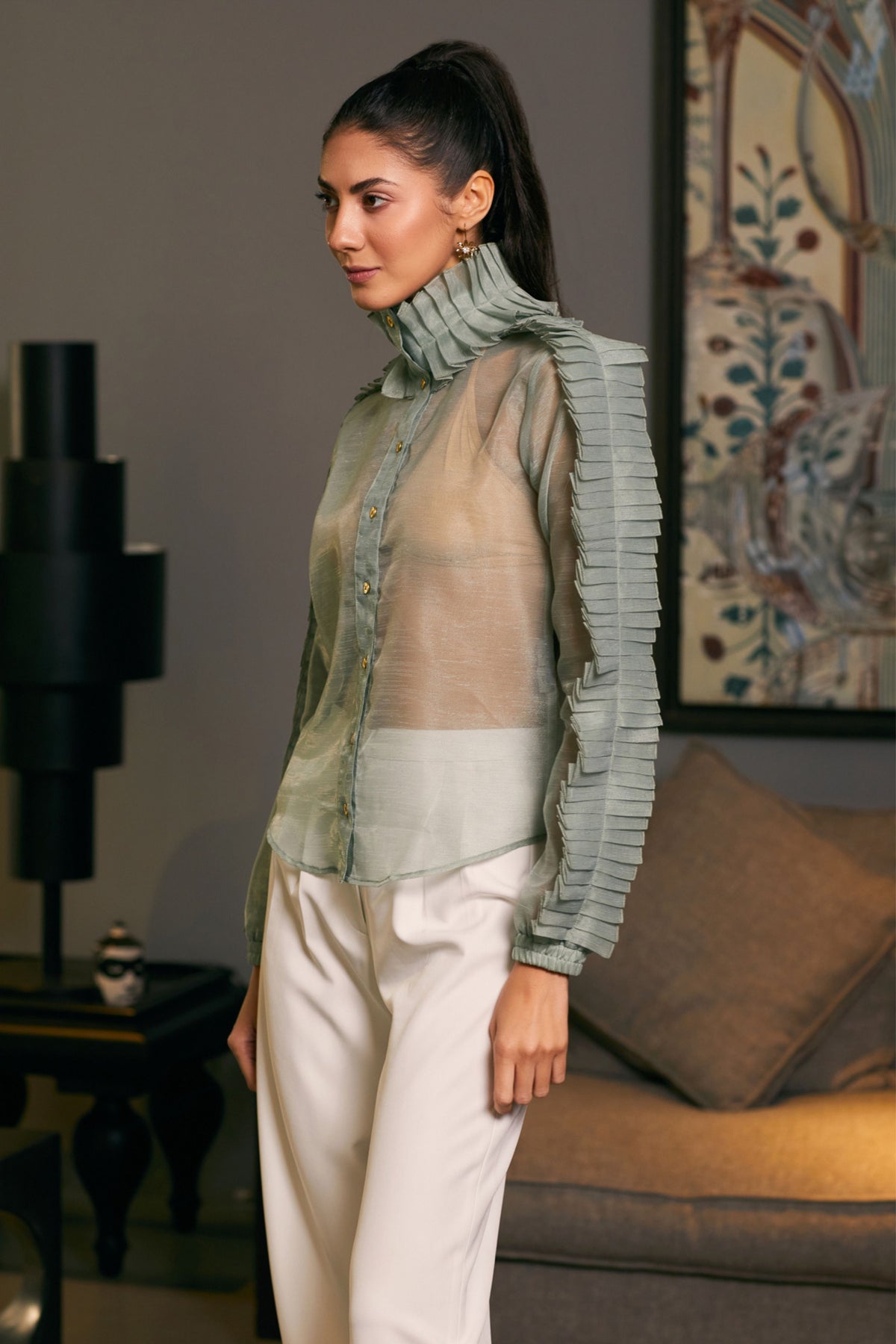 Moss Pleated Shirt