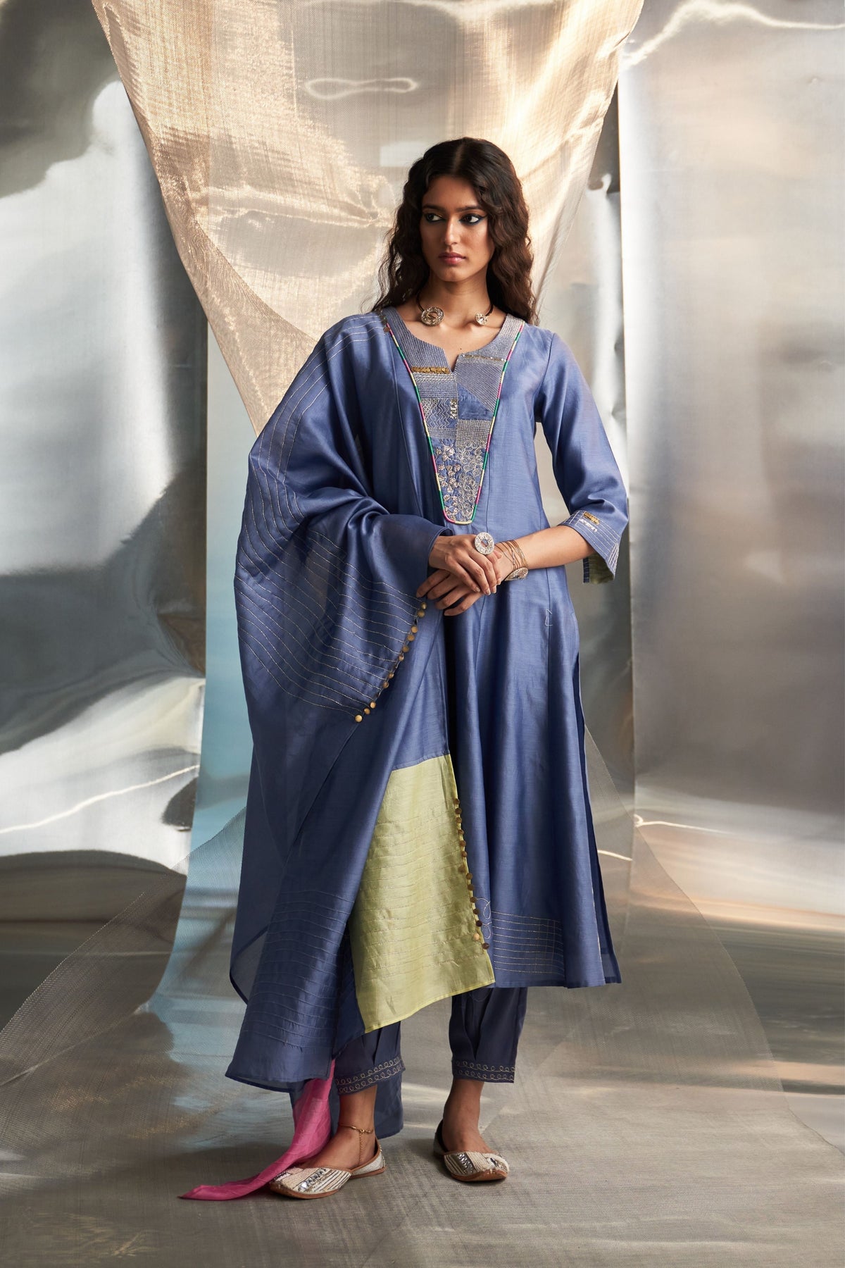 Blue Flared Kurta Set