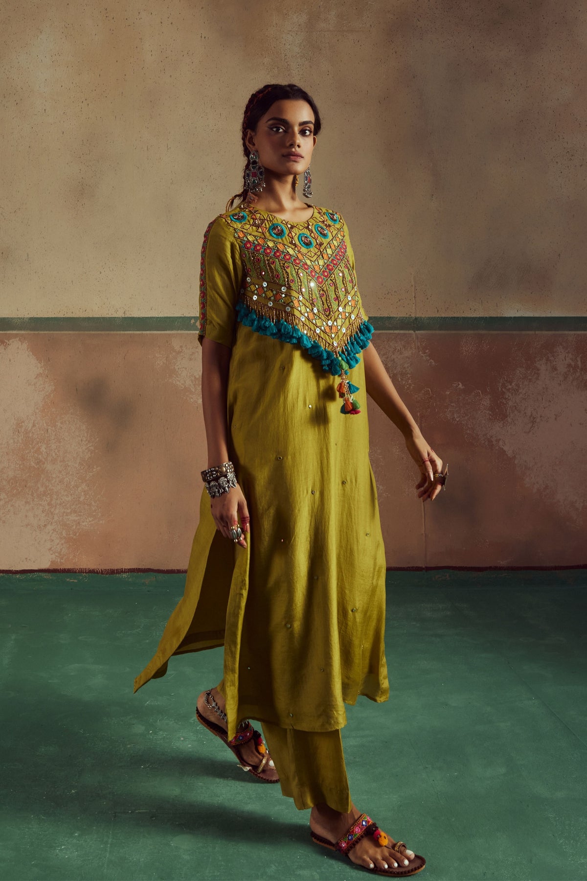 Green Choli Embroidered Kurta Set