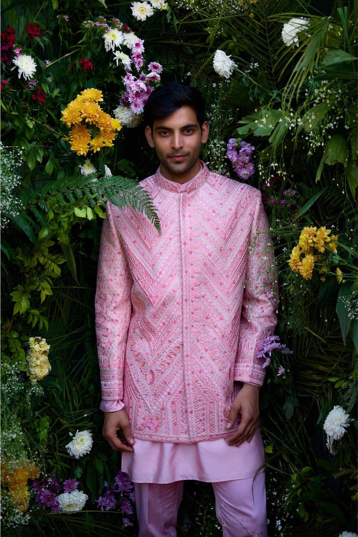 Coral Pink Bandhgala Set