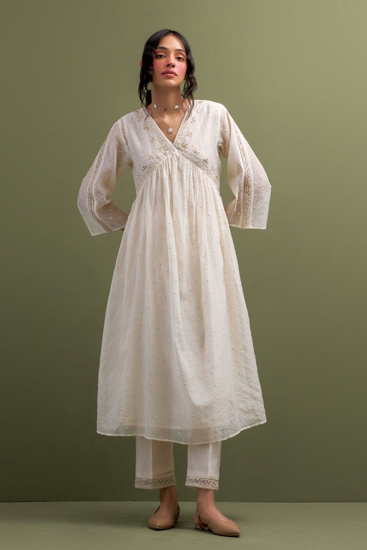 Ivory Gather Kurta Set