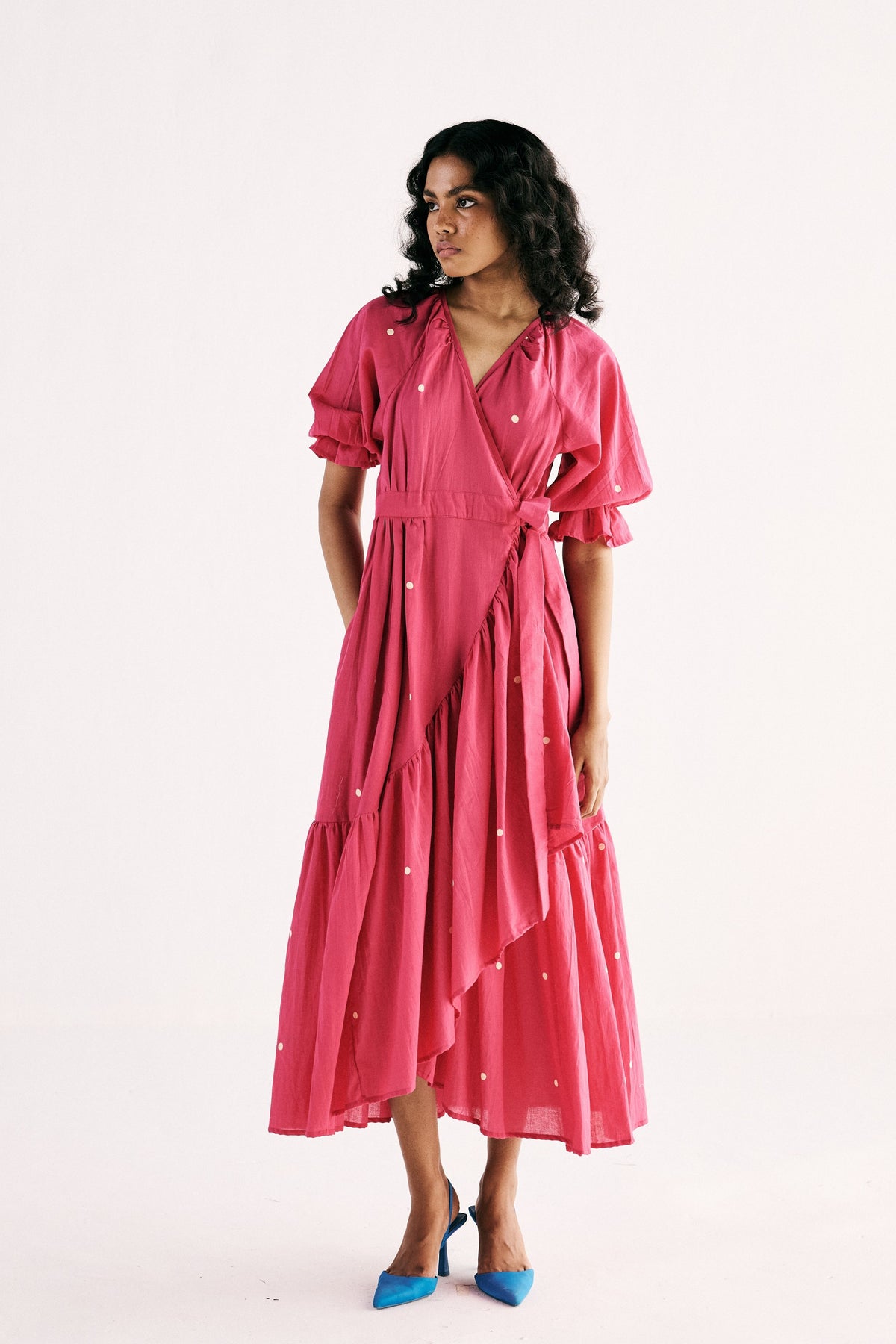 Pink Polka Wrap Dress