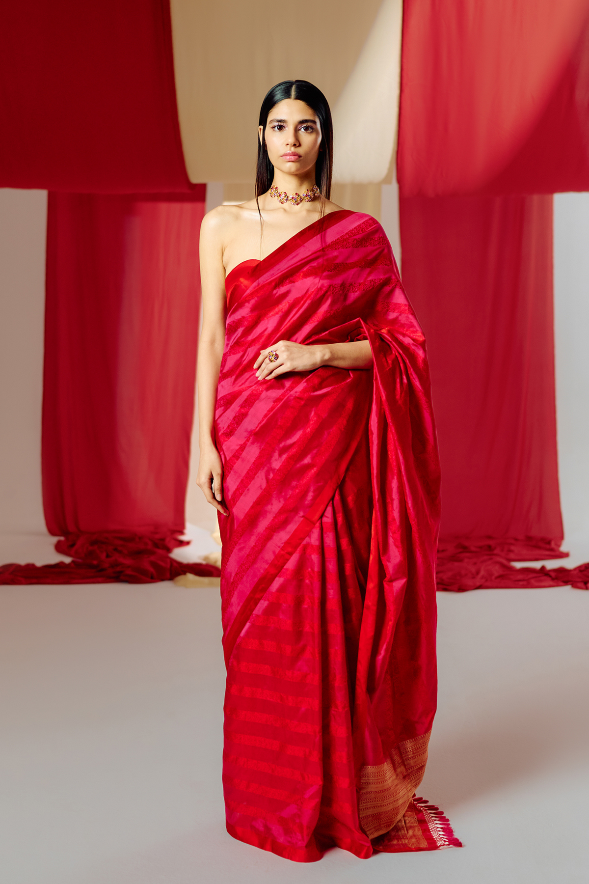 Handwoven Red Silk Saree