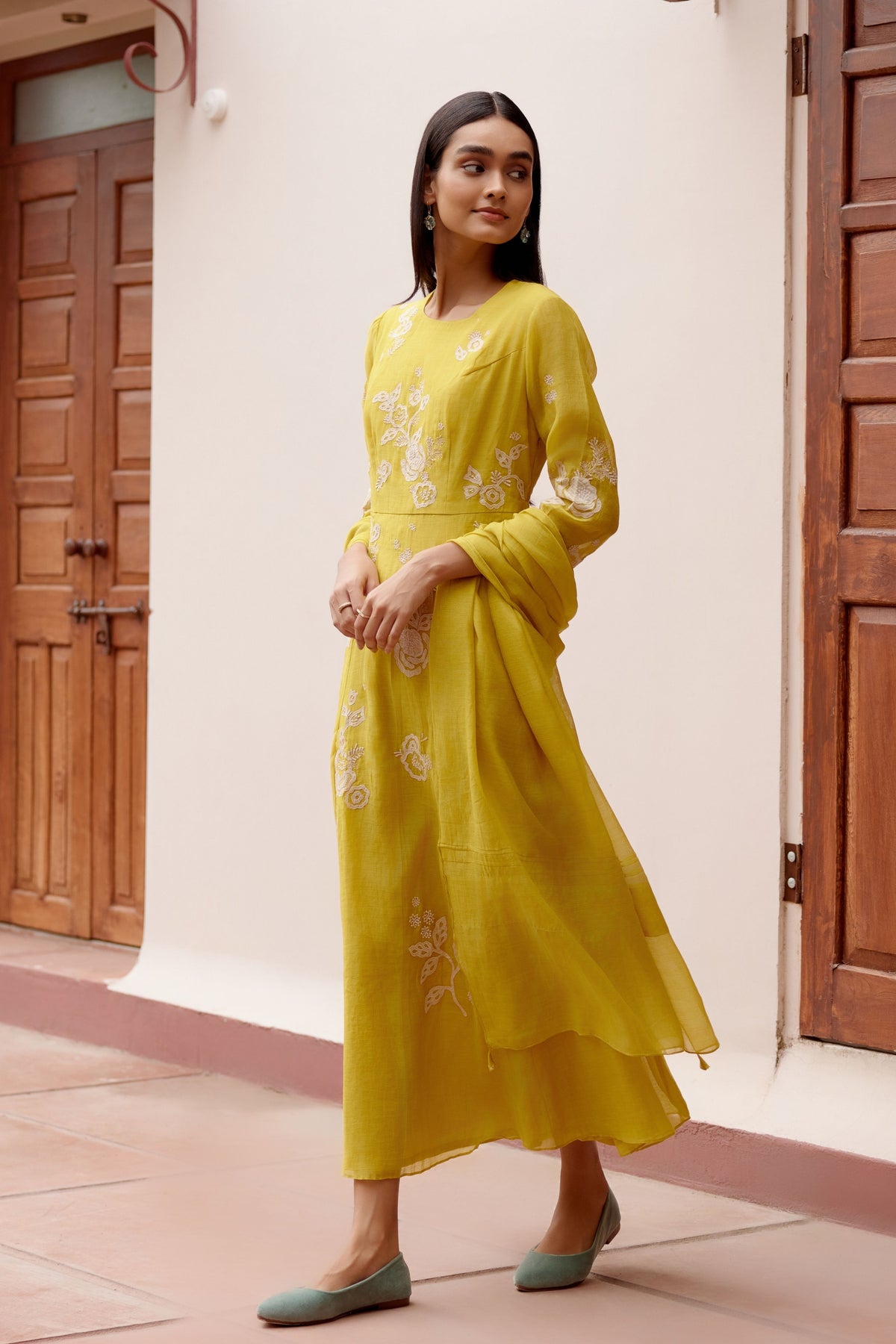 Citrine Floral Anarkali set