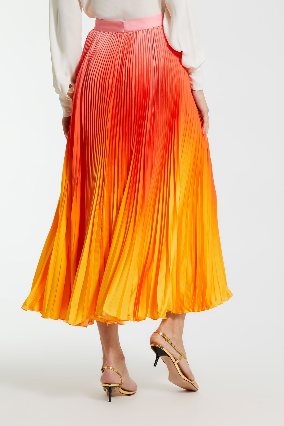 Pleated Charmeuse Ombre Maxi Skirt