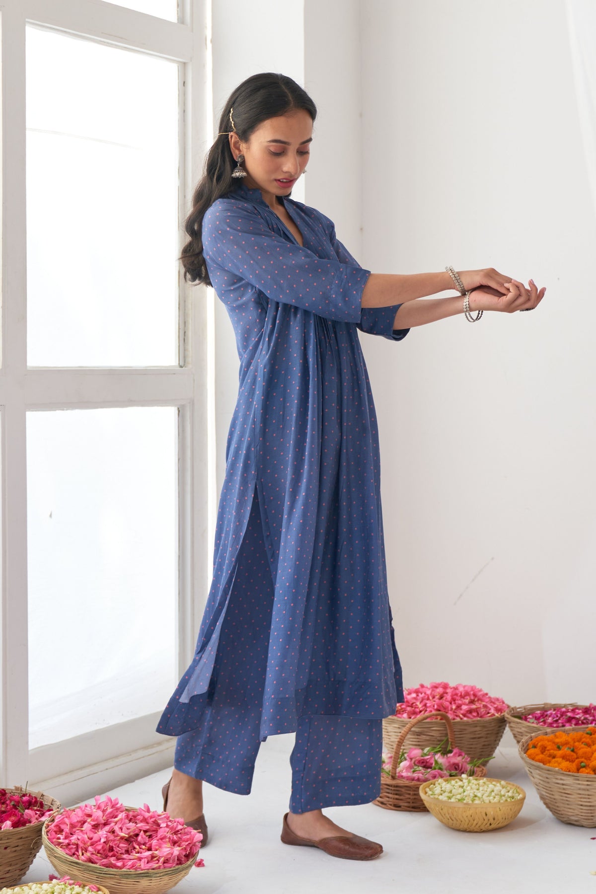 Blue Peony Kurta Palazzo