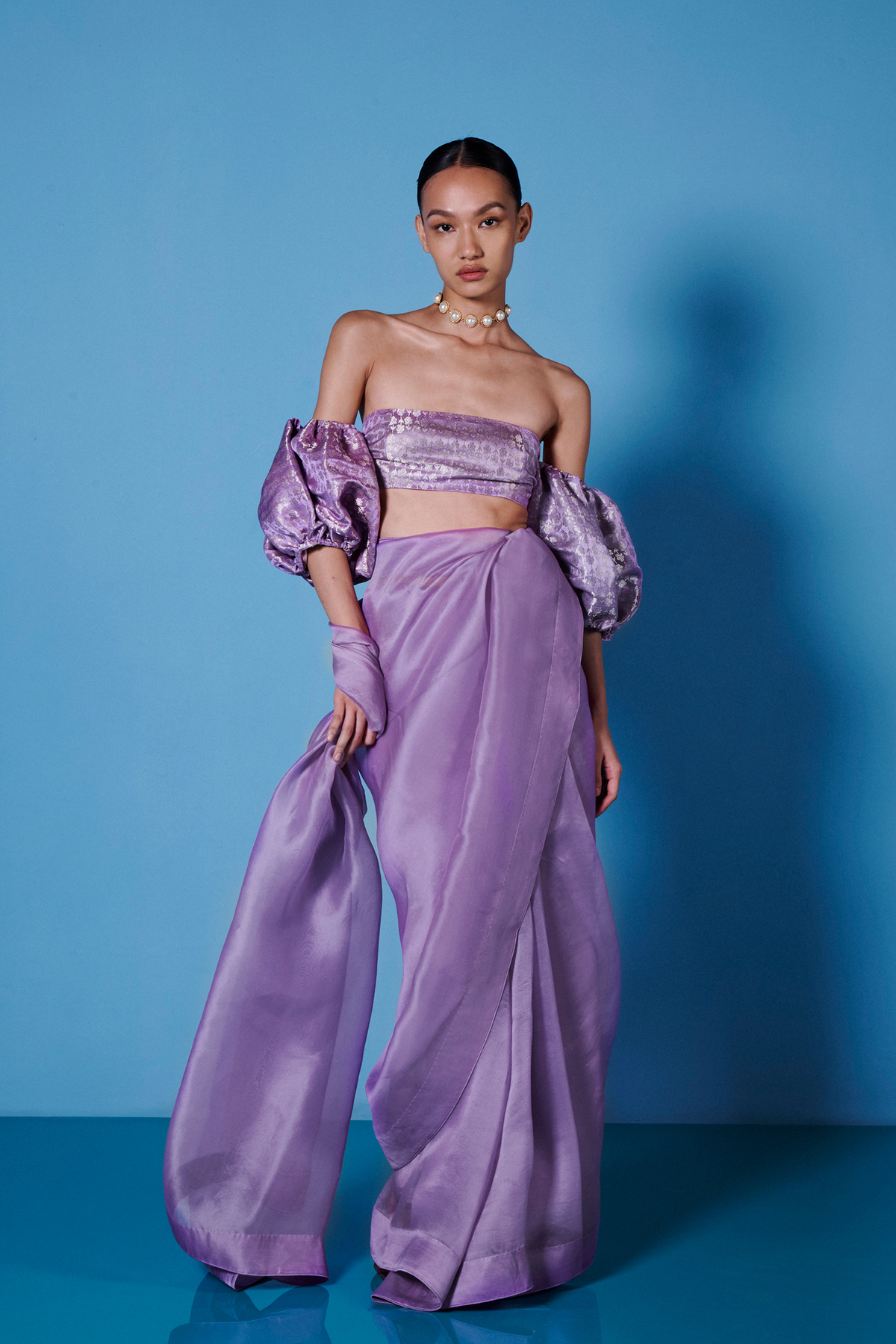 Handwoven Orchid Violet Organza Sari