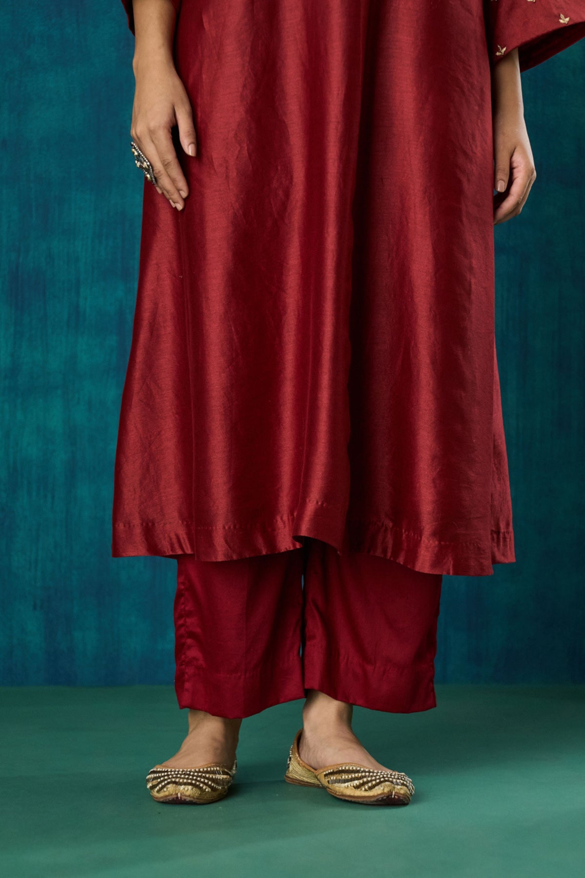 Maroon Embroidered Kurta Sets