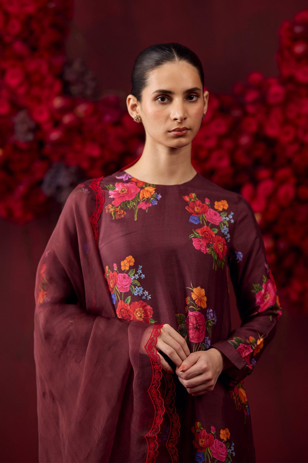 Enchanted Bloom Burgundy Kurta Set