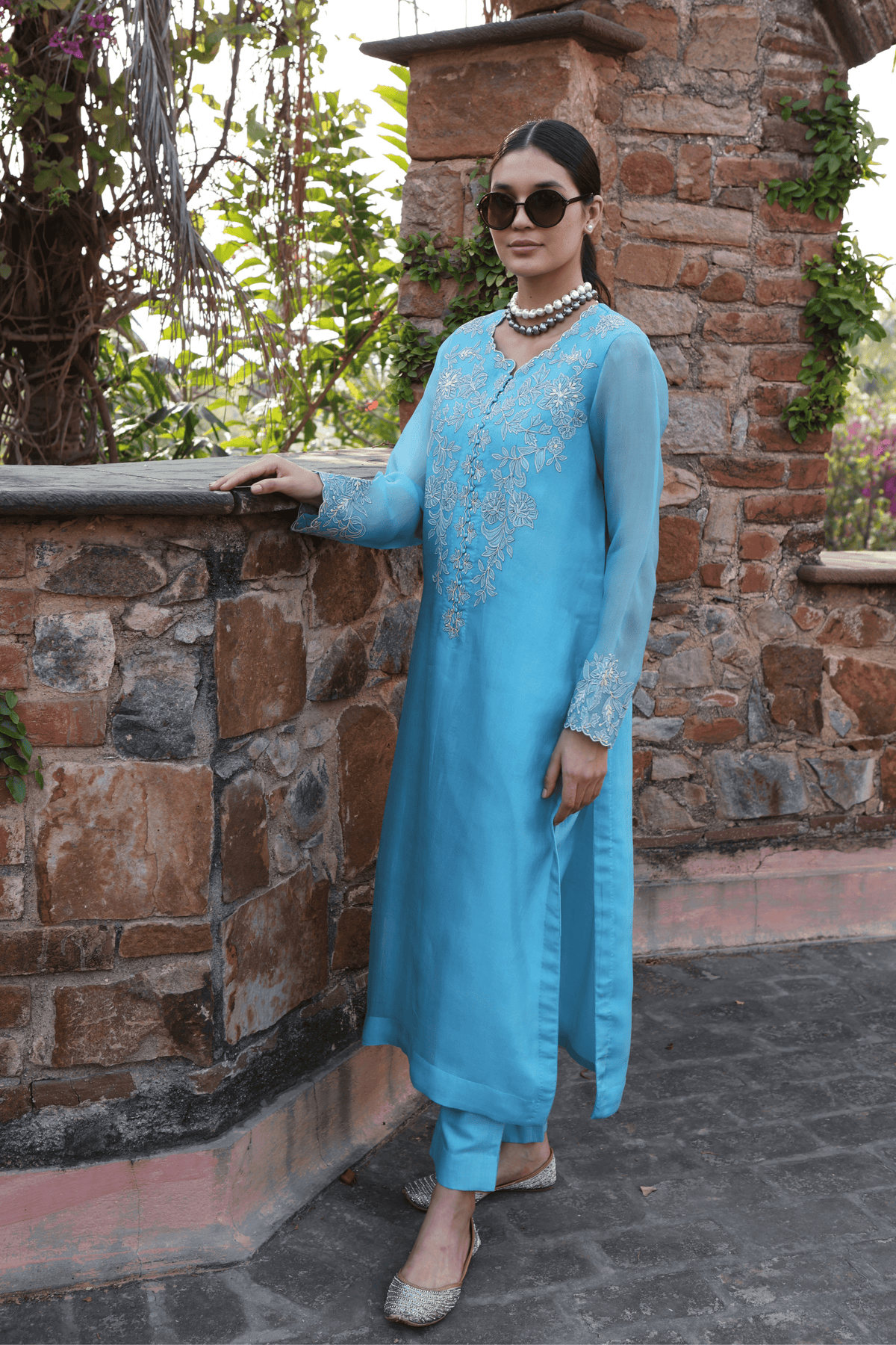 Dusty Sky Blue Kurta And Pant