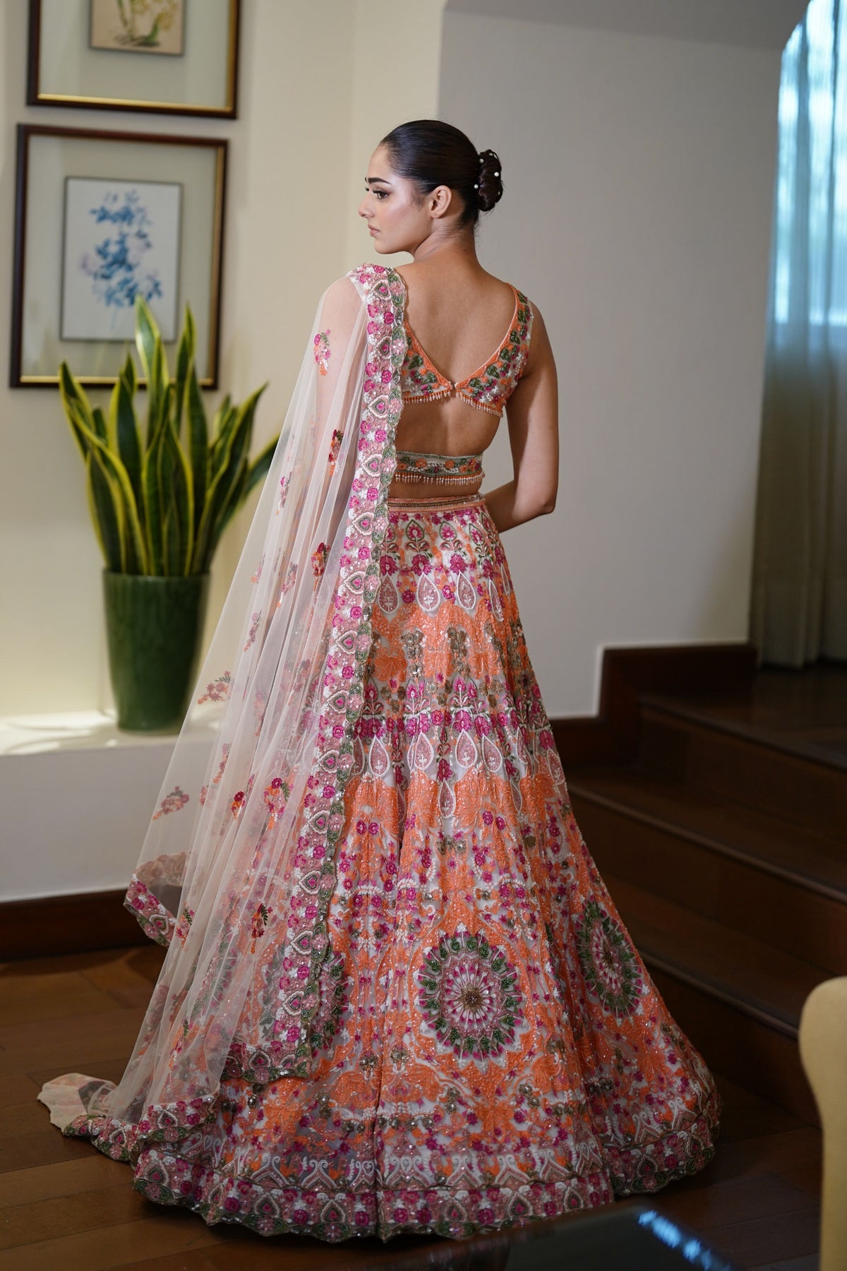 Multi-coloured Resham Dori Lehenga