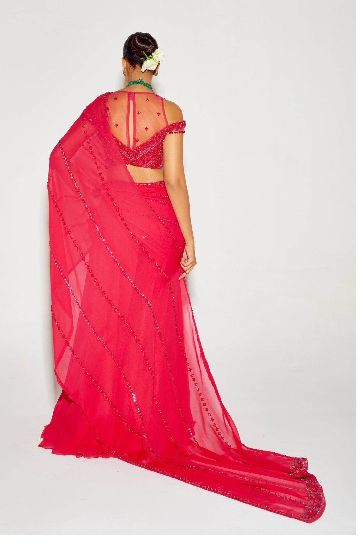 Tonal Embroidered Draped Sharara Set