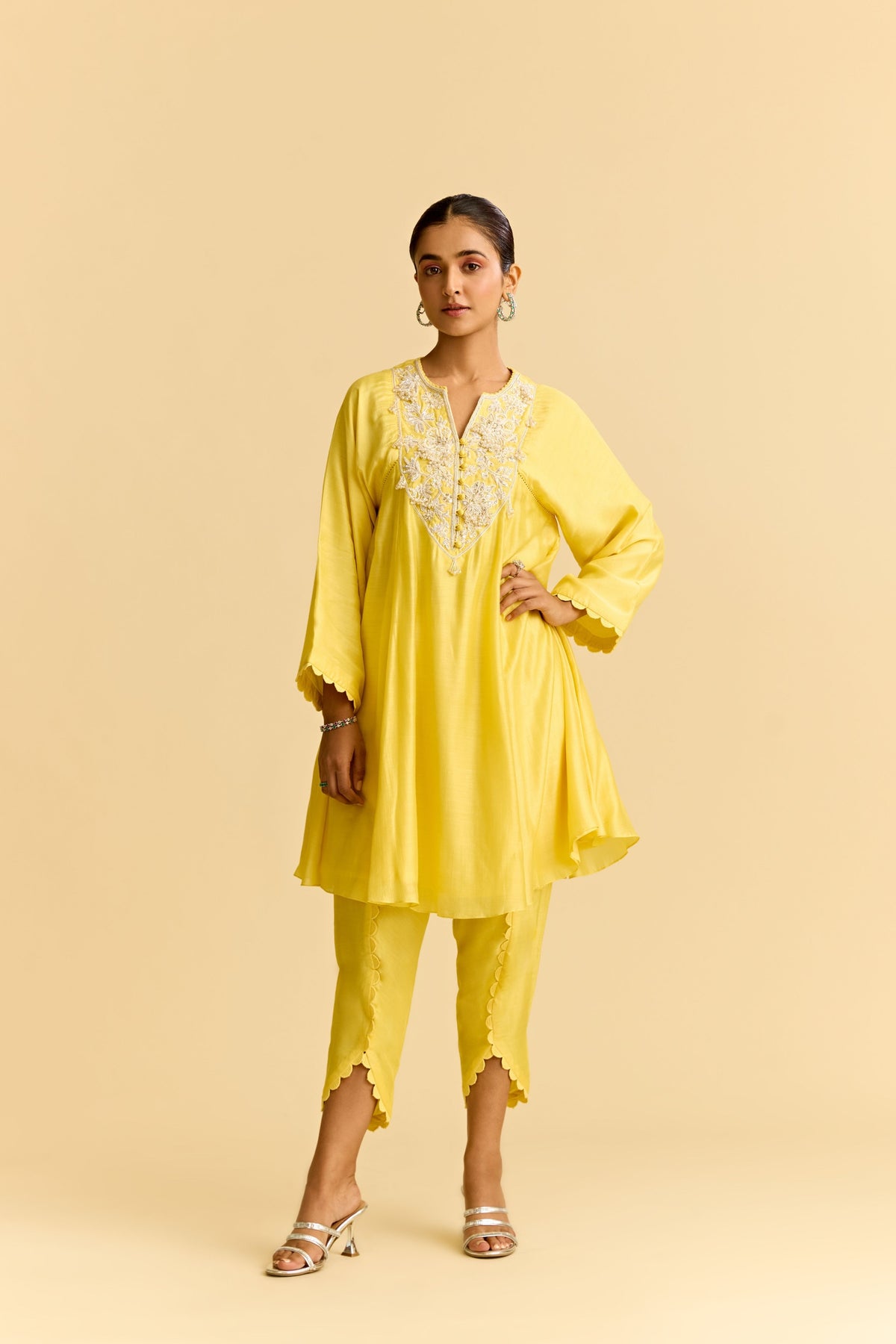 Yellow Flared Kurta Set