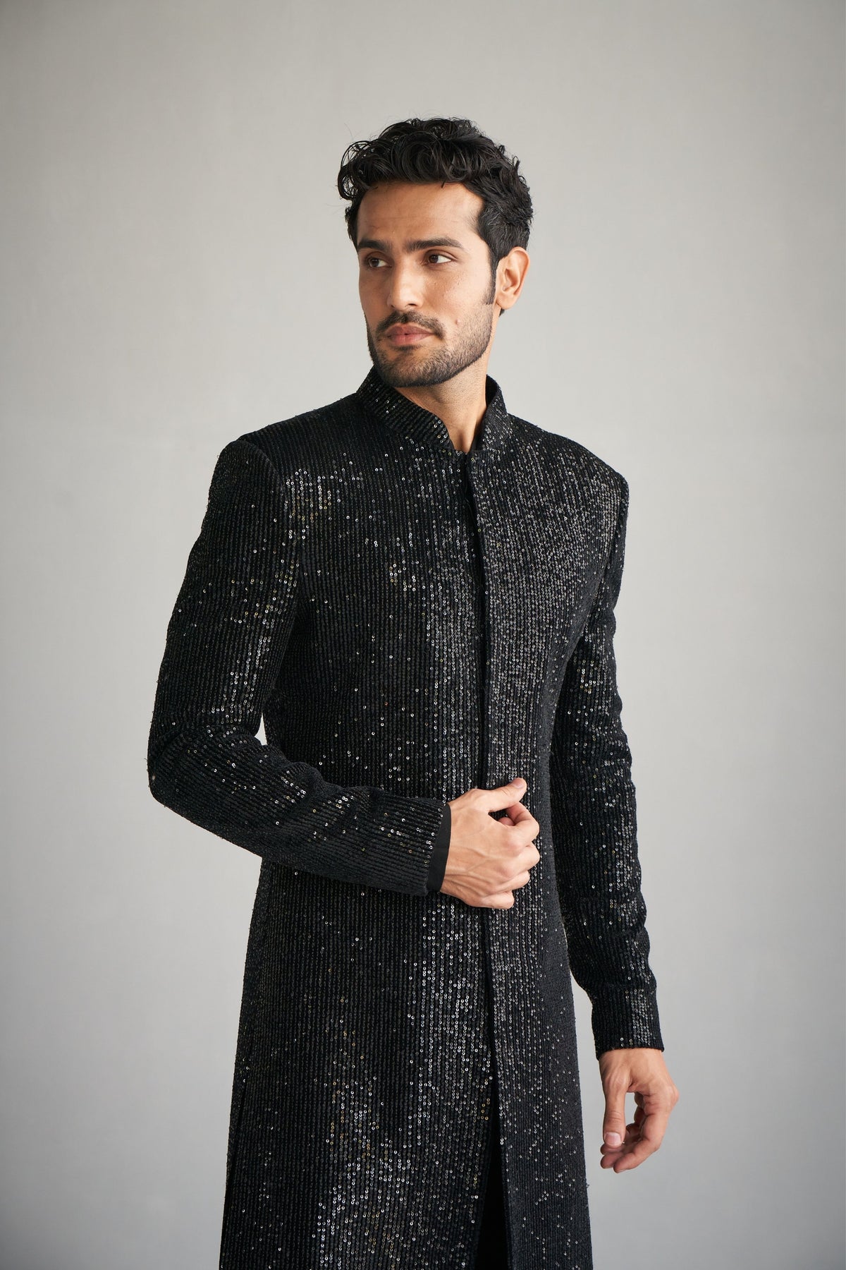 Black Sequins Sherwani