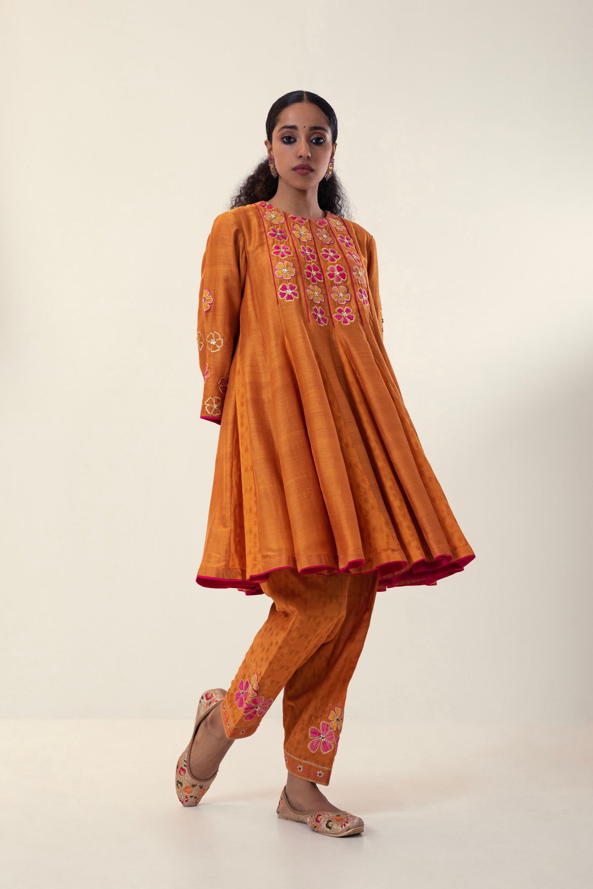 Mustard Panelled Short Kurta