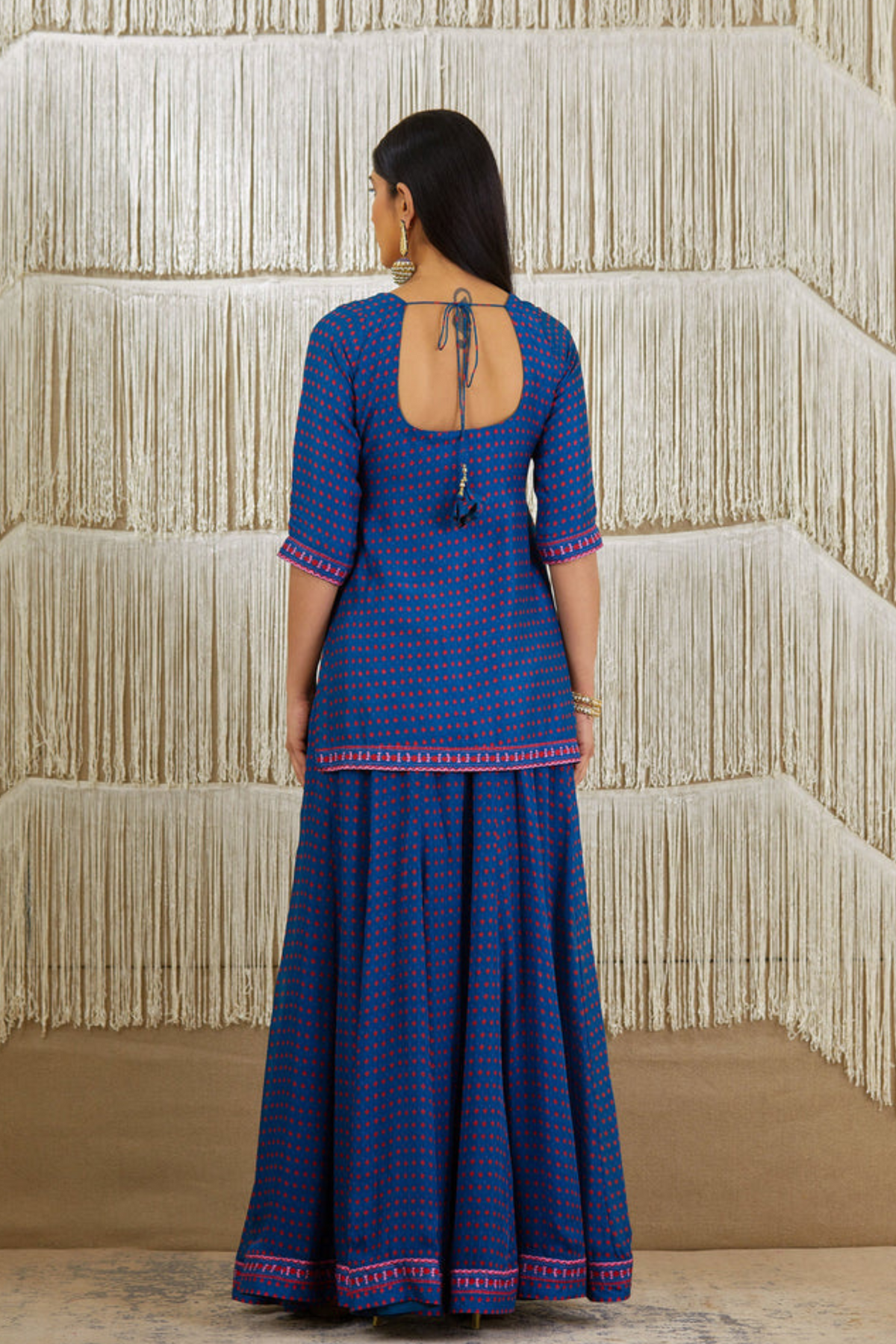 Blue zardozi embroidered sharara set