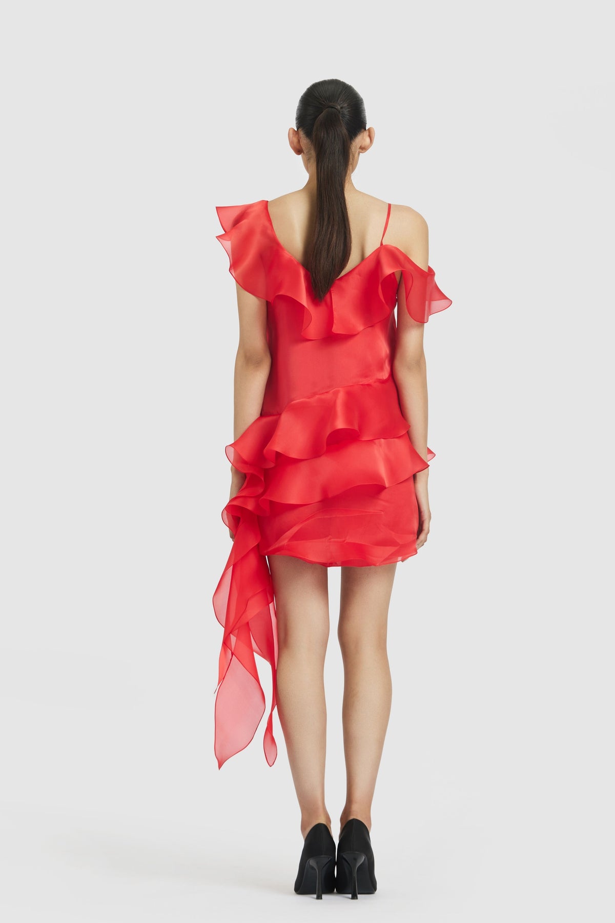 Coral Ruffle Shift Dress