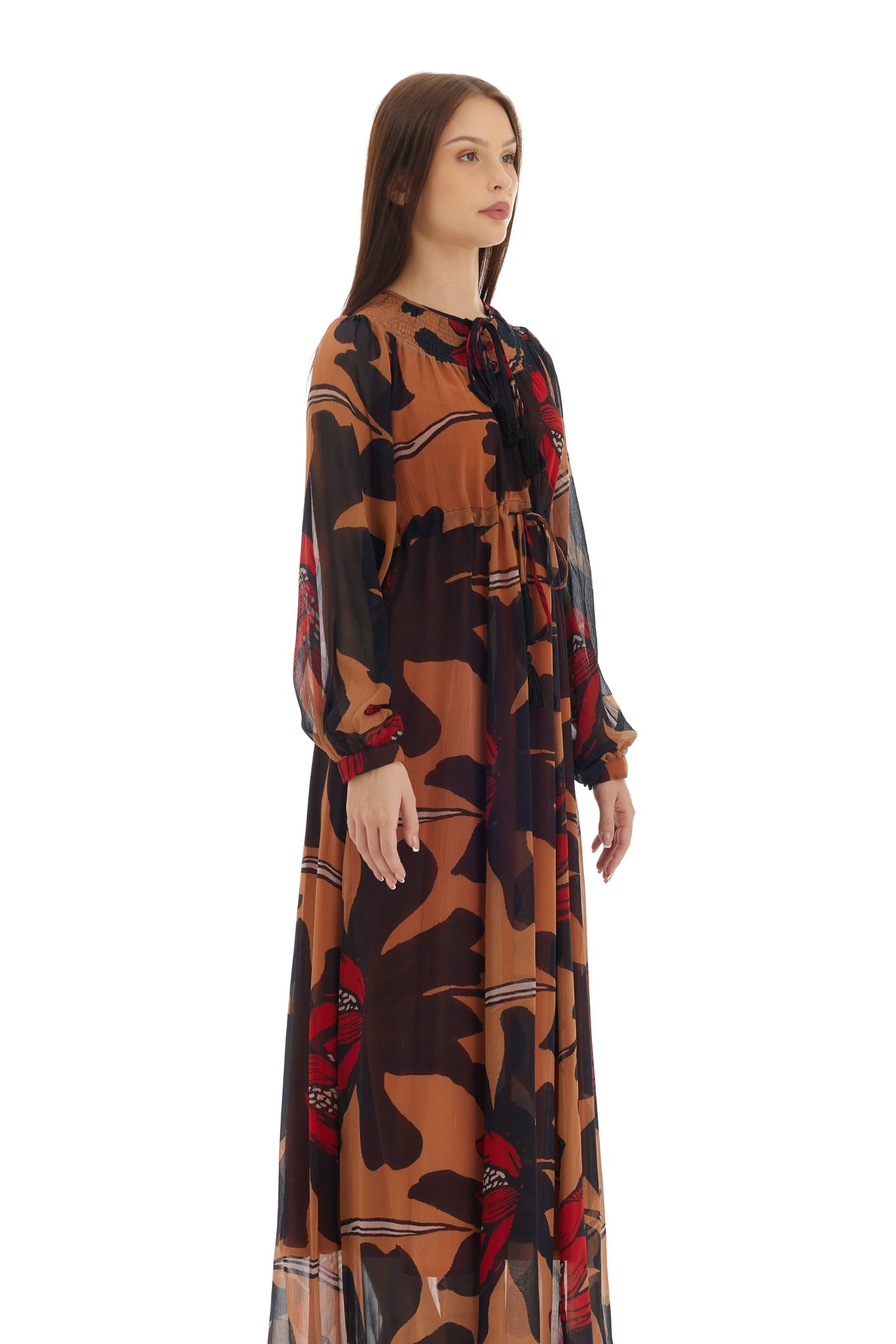 Orange and Brown Kaftan Dress