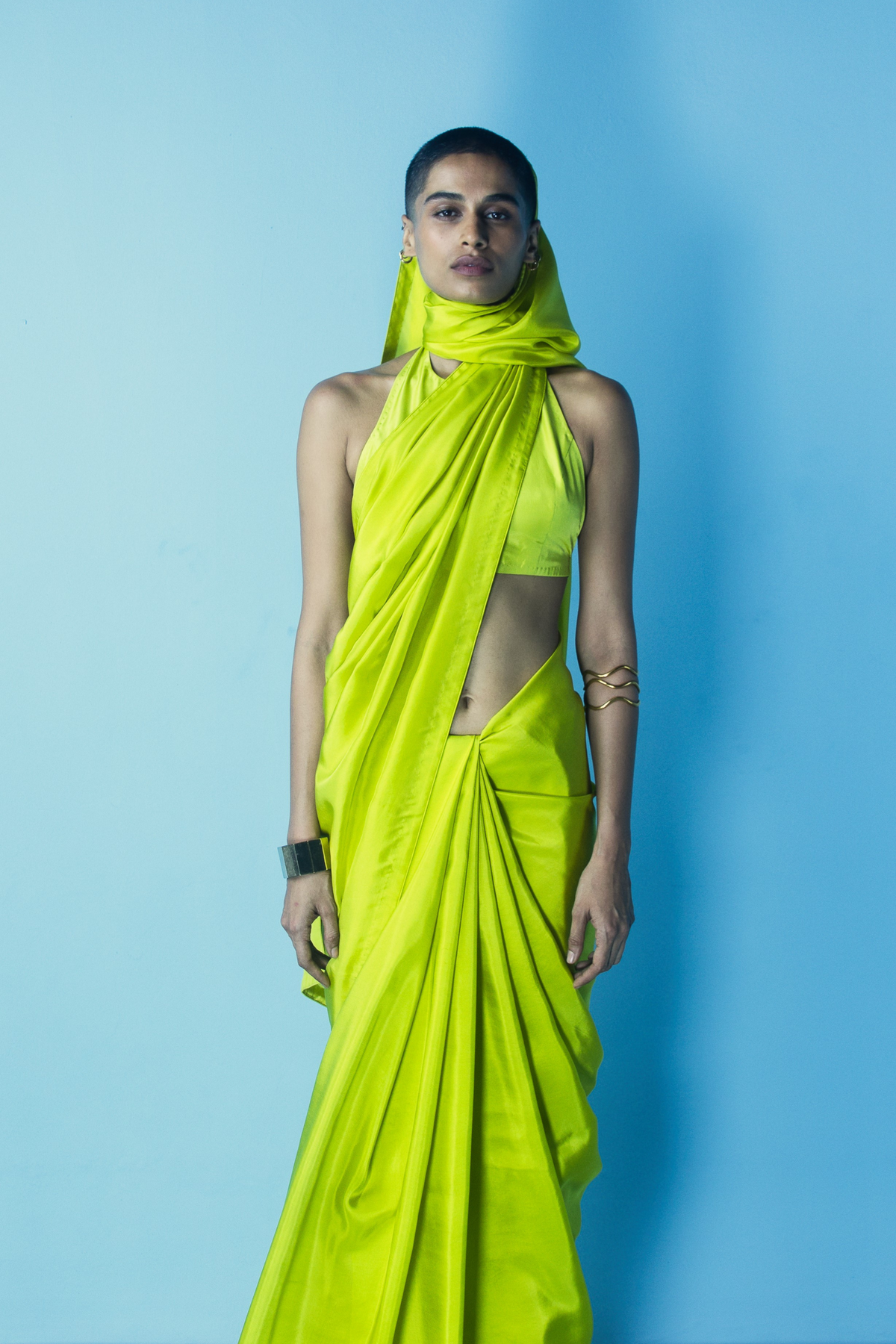 Handwoven Lime Green Silk Sari