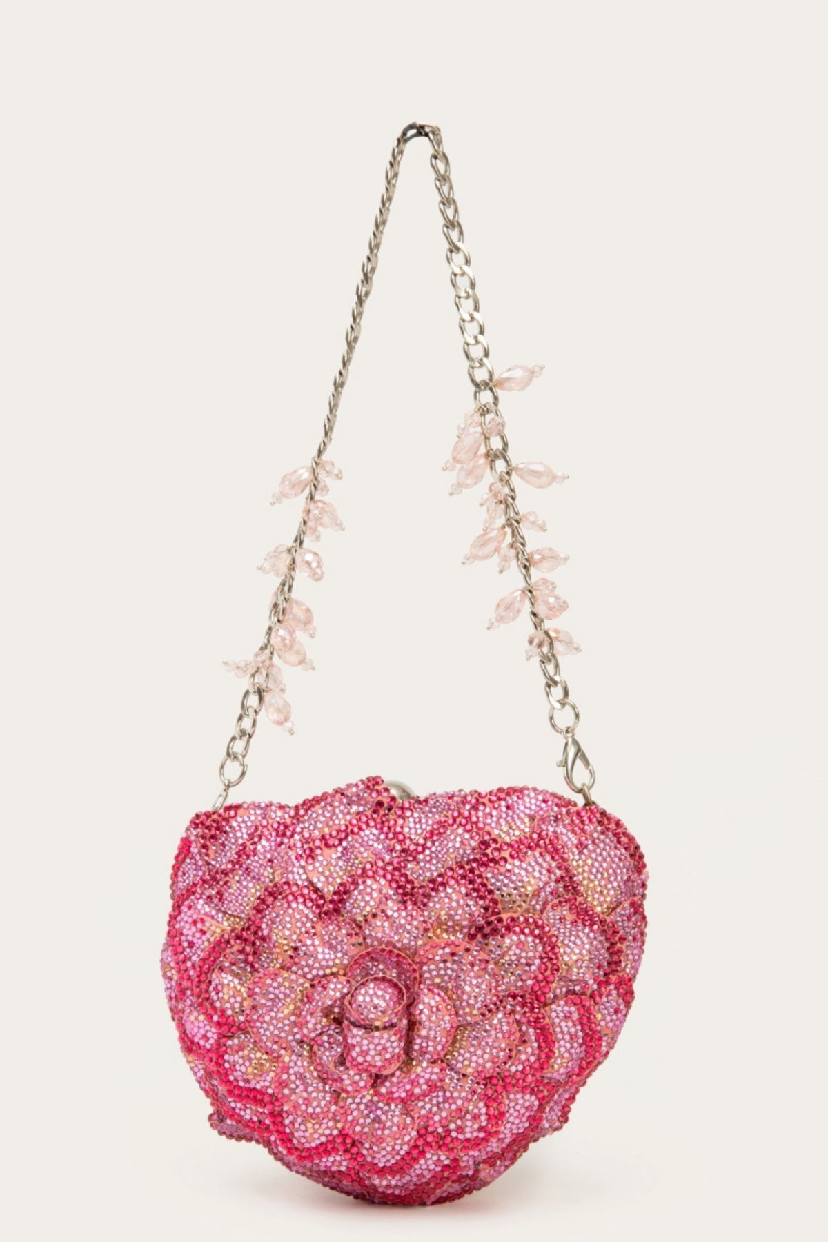 Isa Crystal Heart Clutch- Blush